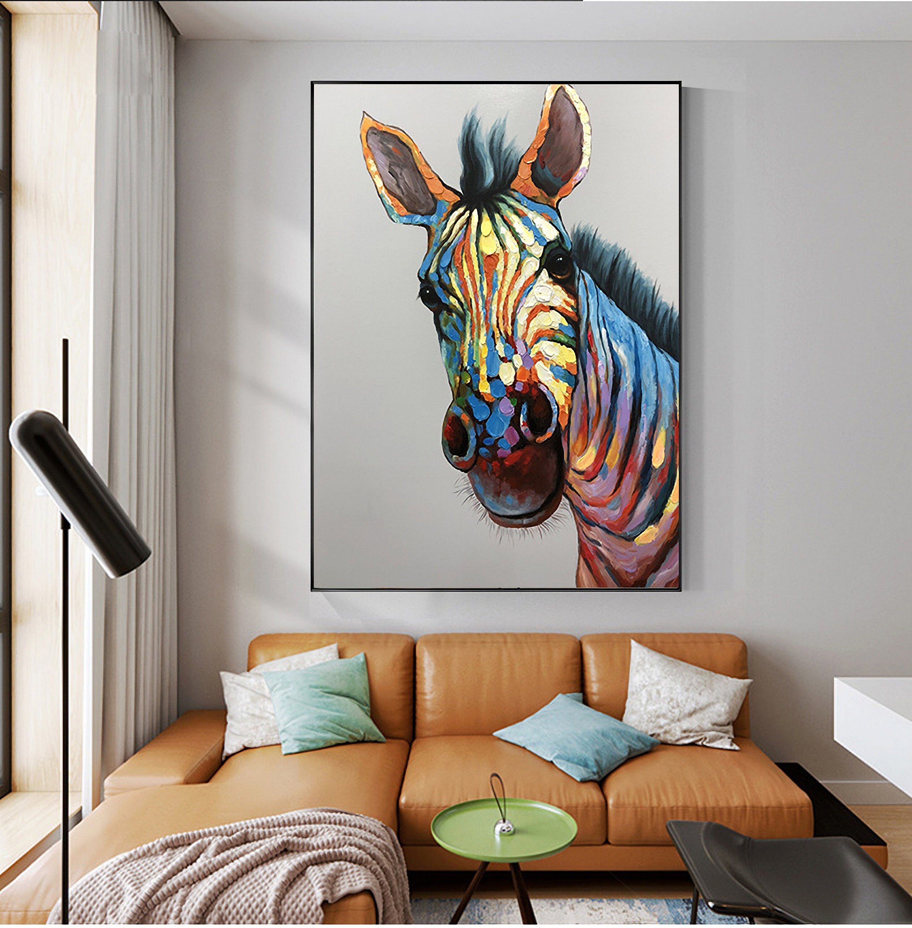 Zebra Oil Painting, Acrylic Painting on Canvas, Original Animal Painting, 60*80cm