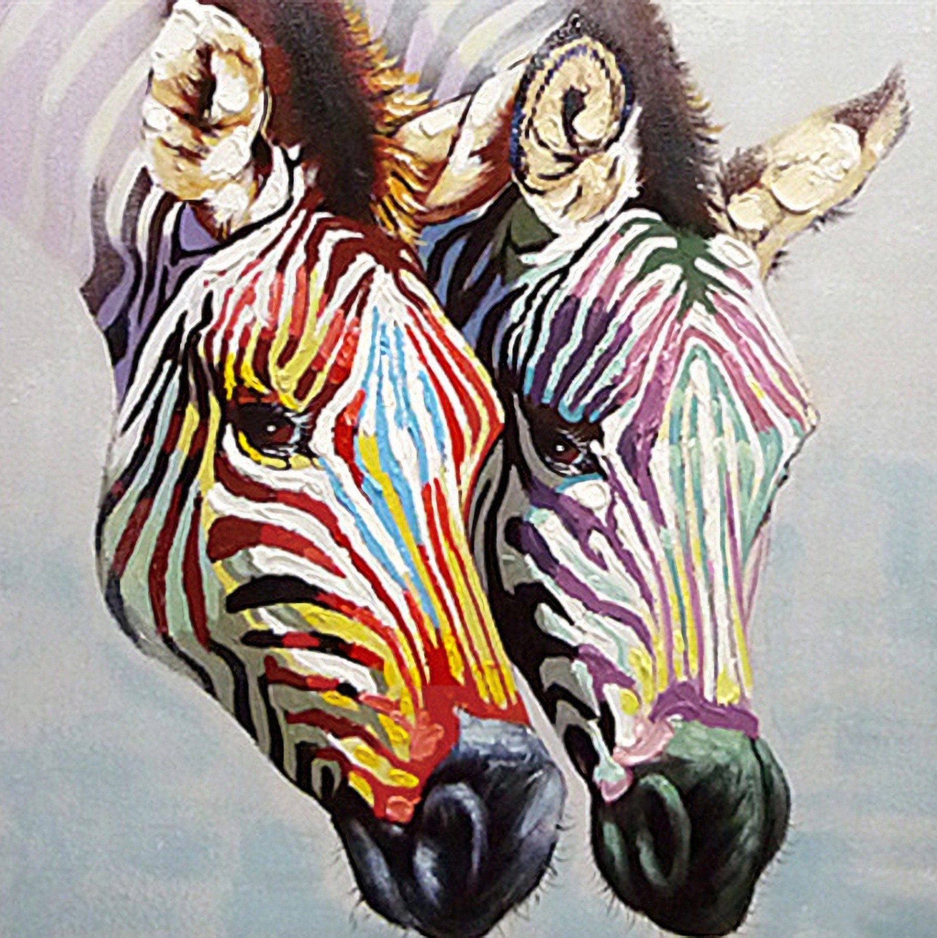 Zebra Oil Painting, Acrylic Painting on Canvas, Original Animal Painting, 60*60cm