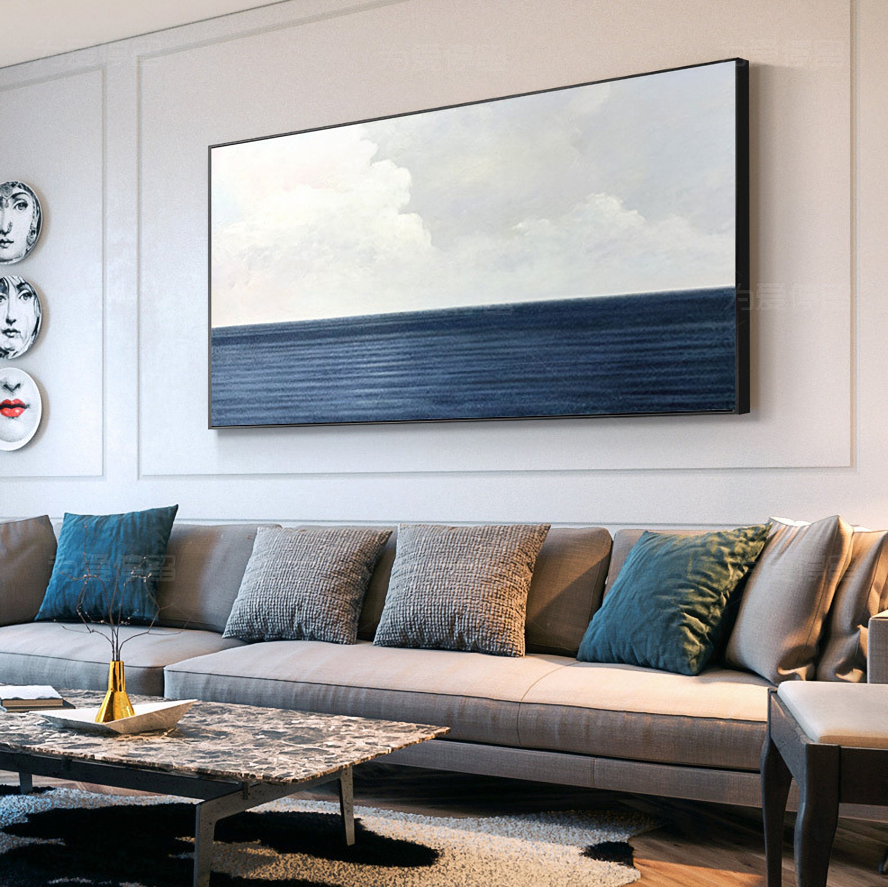 Cloud Abstract Painting,Original Sky Painting, Blue Sky and White Cloud Art, Abstract Painting on Canvas