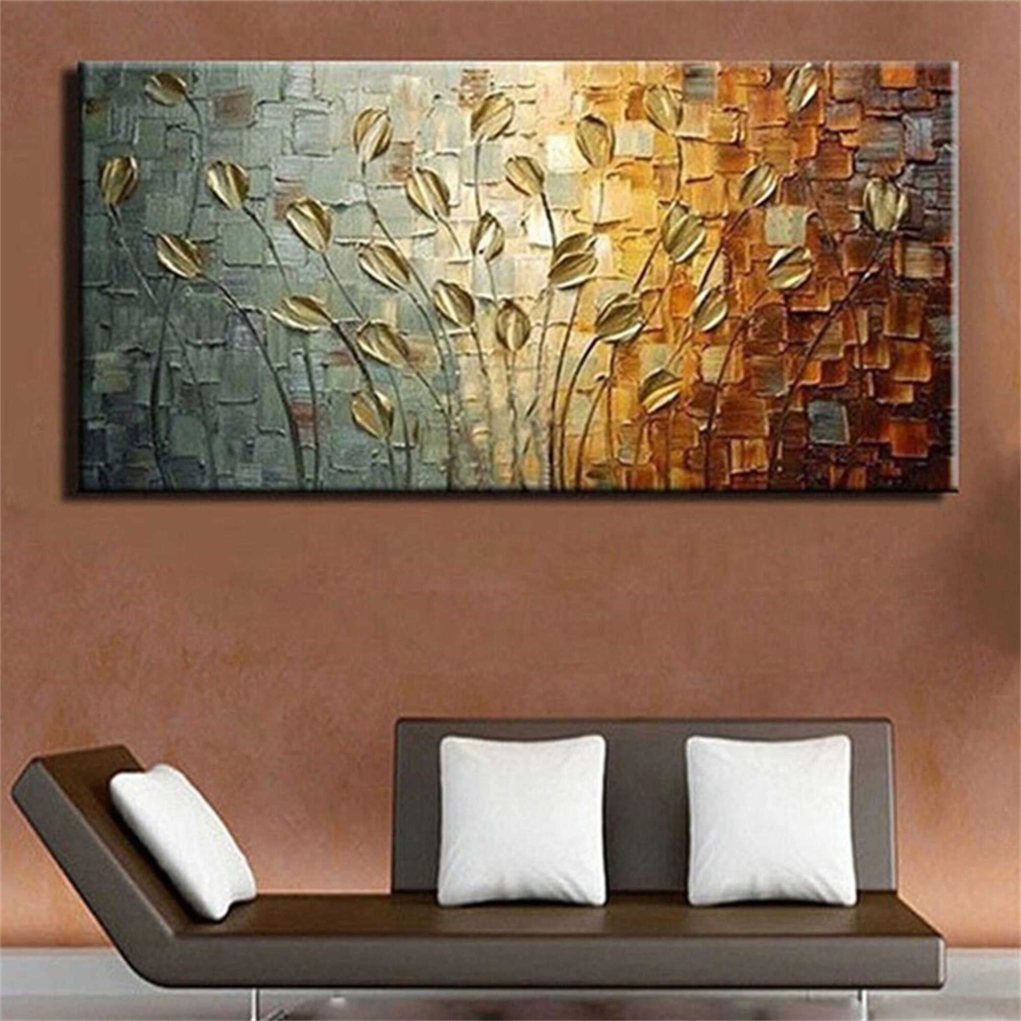 Hand Painted Modern Knife Tulipa Flower Oil Paintings on Canvas Home Decor Wall Art Large Abstract Garden Tulip Floral…