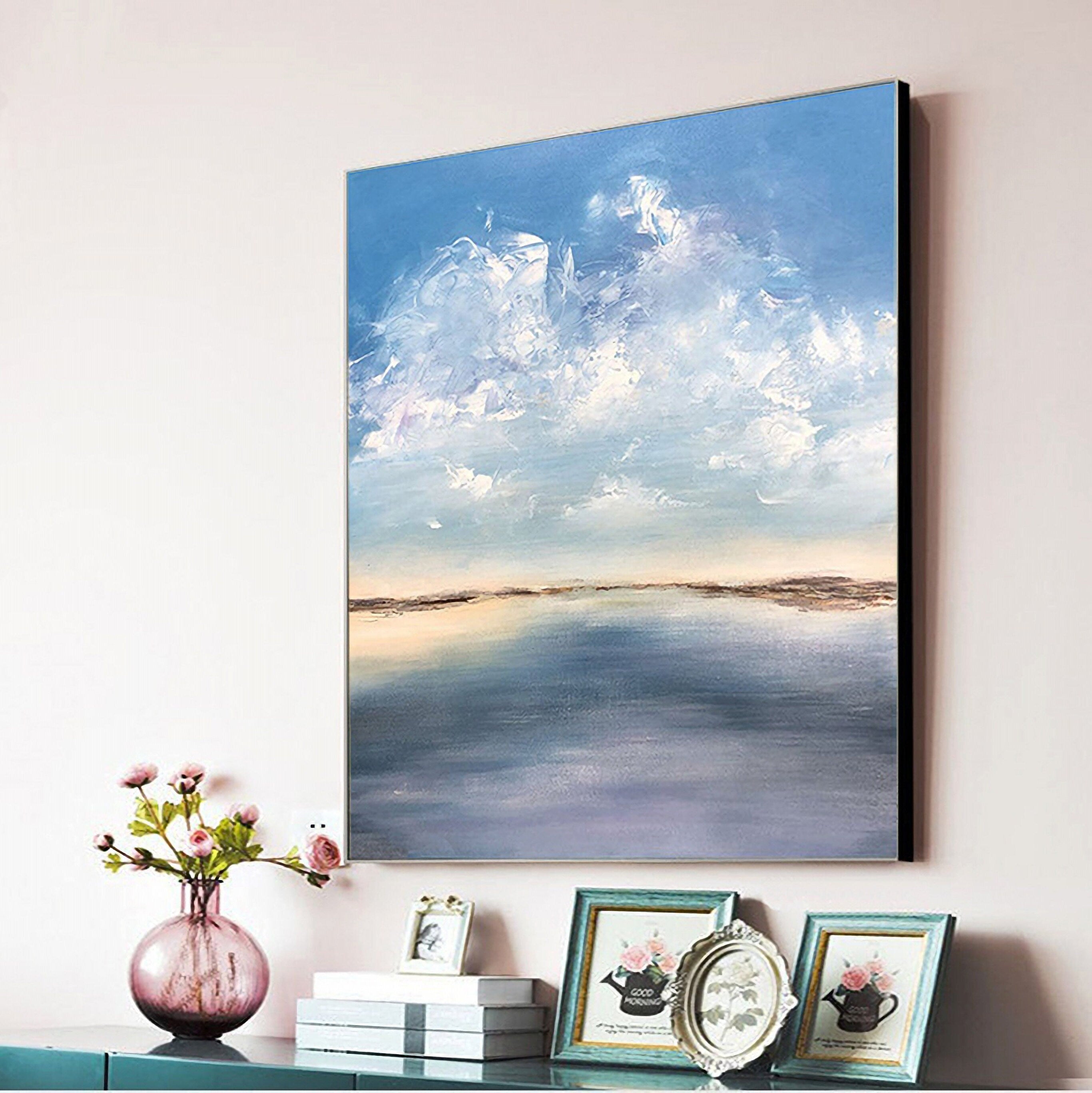 Origina Abstract Oil painting on Canvas, Sky and Sea Painting for Living Room