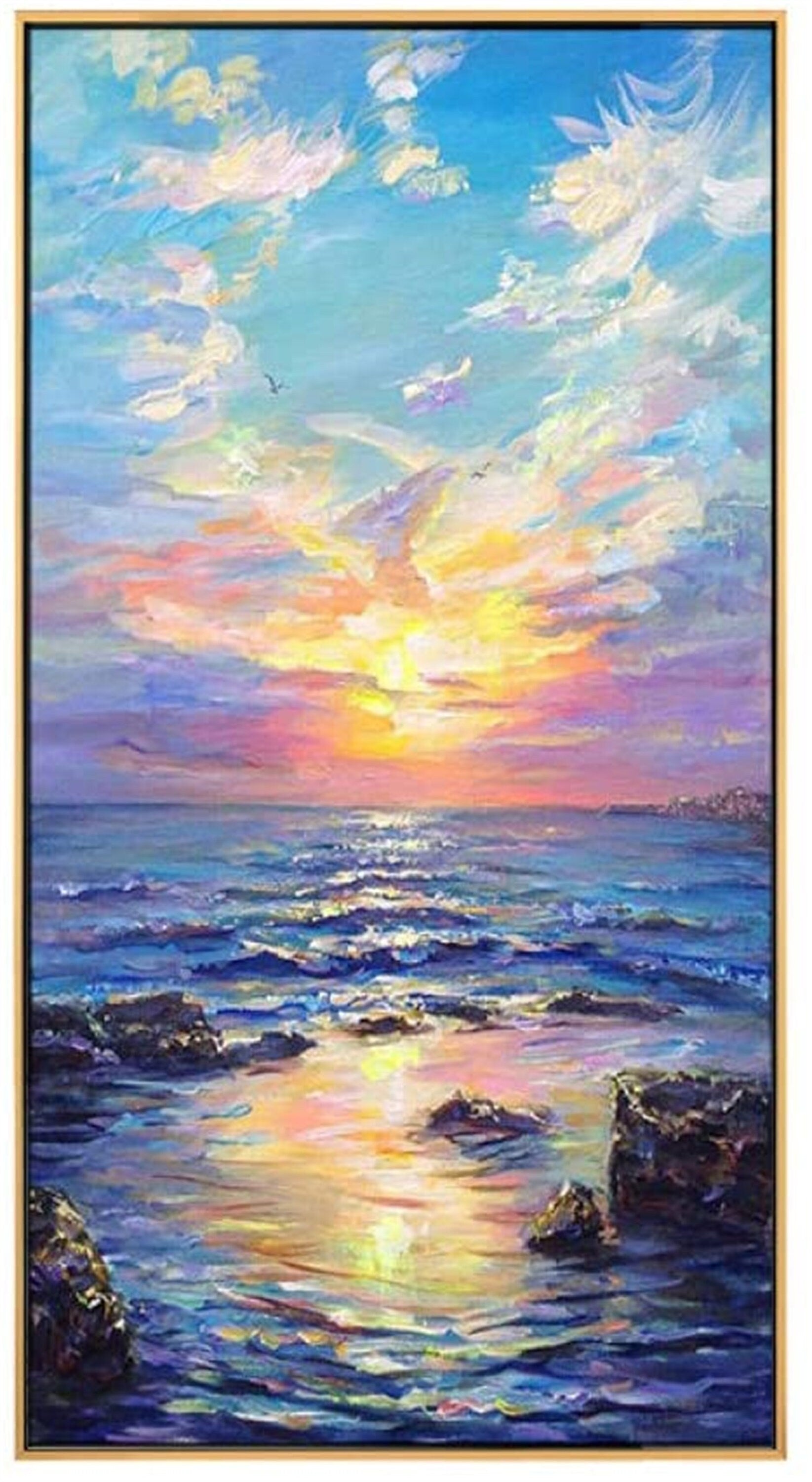 Hand drawnOpera house painting on canvas, art of coral reef wall