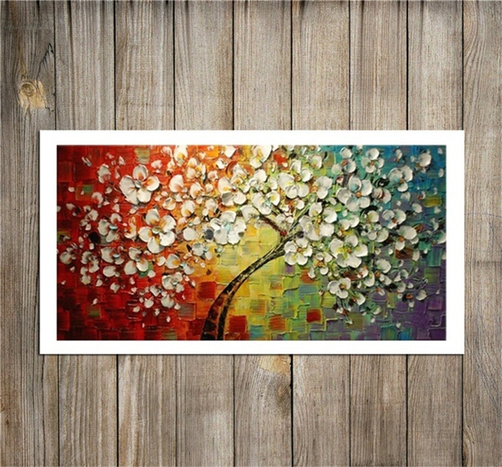 100%Handpainted Modern Oil Painting 1 Pcs / Art Wall Home Decoration Abstract Knife Colorful Large Flowers