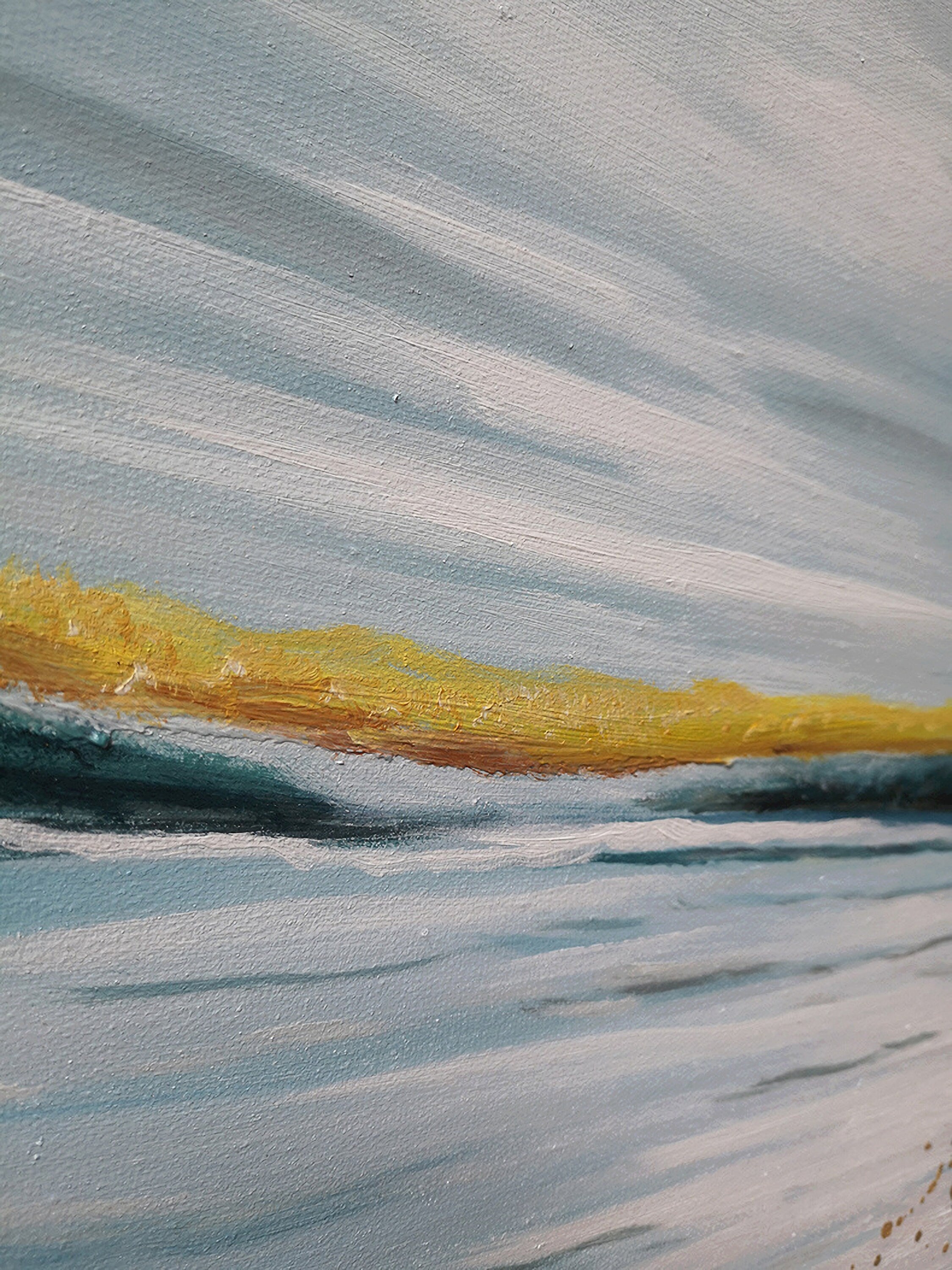 Ocean Wall Art Abstract Beach Painting, Coastal Wall Decor, Blue Seascape Painting for Living Room, Canvas Painting