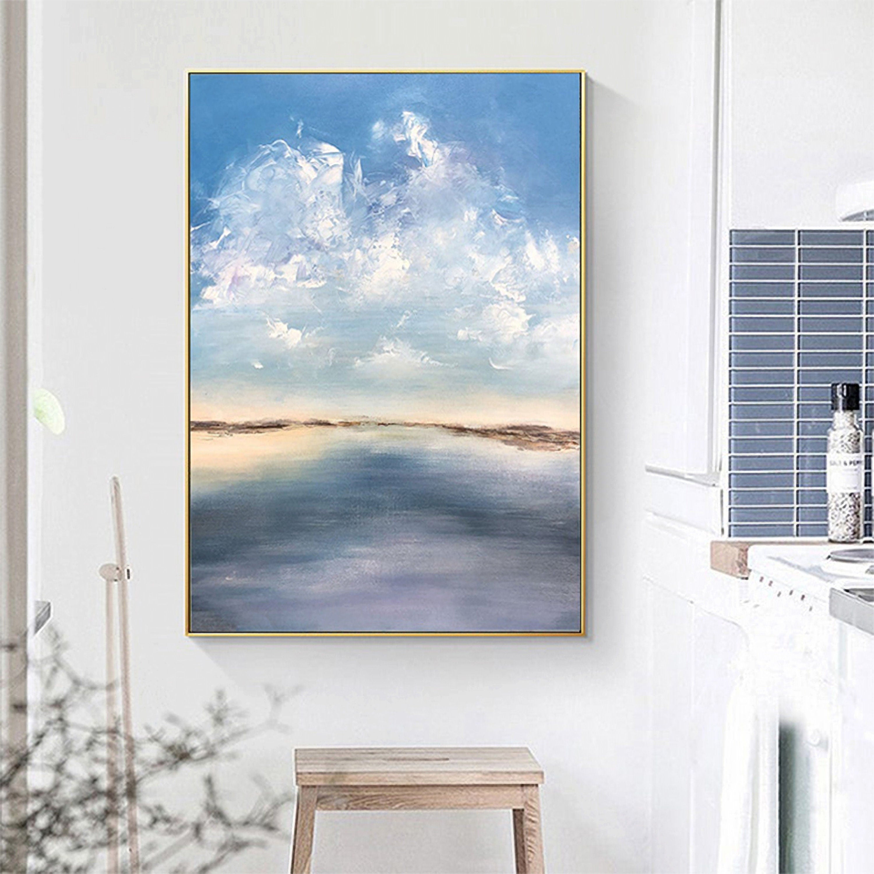 Origina Abstract Oil painting on Canvas, Sky and Sea Painting for Living Room