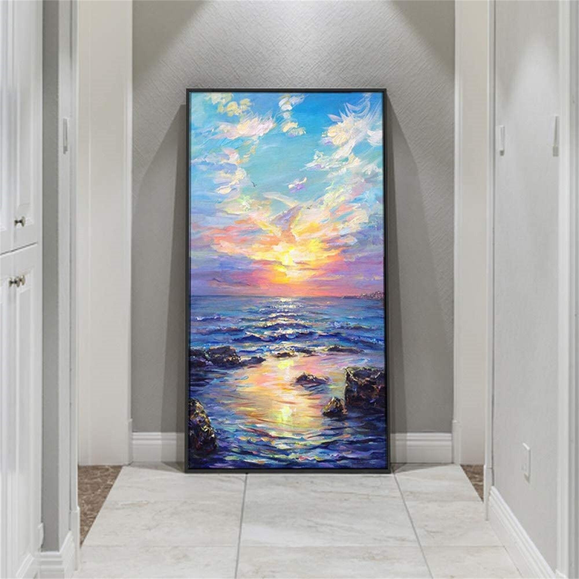 Hand drawnOpera house painting on canvas, art of coral reef wall