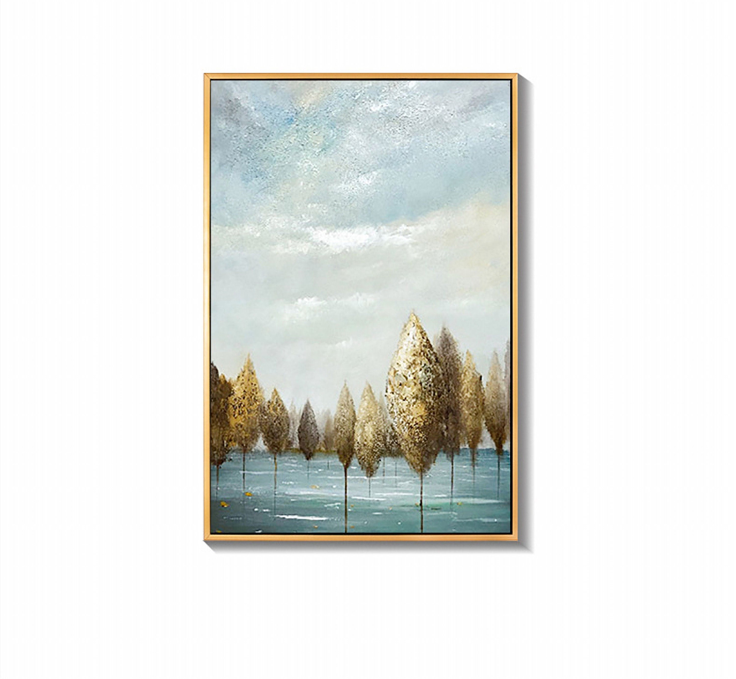 Abstract Nature Canvas Wall Art, Modern Painting Trees in the Forest Oil Painting