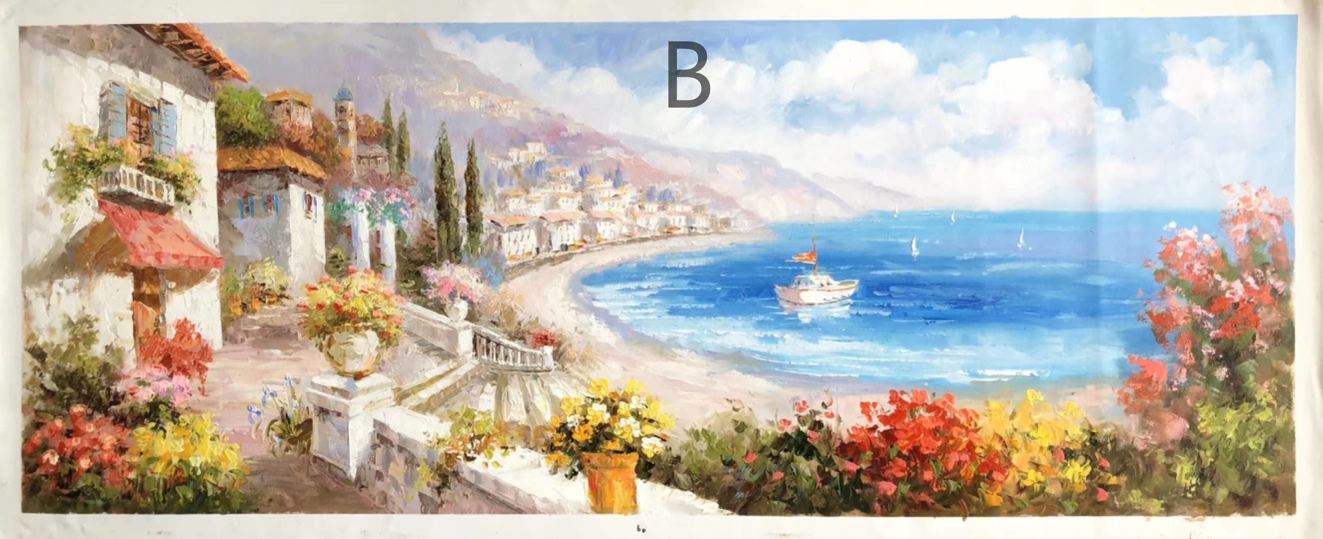 Pure hand painted oil painting modern simple Mediterranean living room large landscape bedroom dining room decorative…