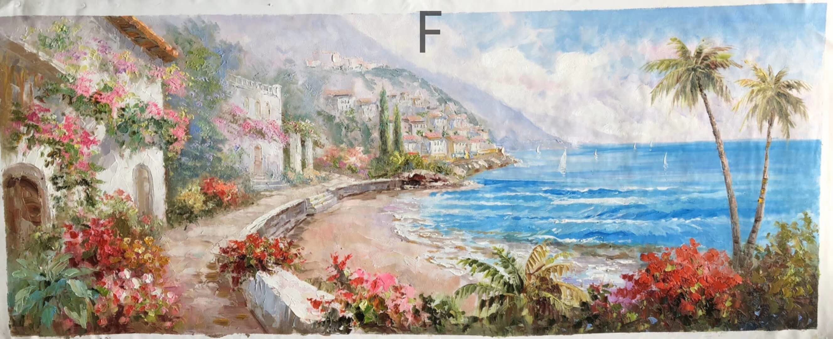 Pure hand painted oil painting modern simple Mediterranean living room large landscape bedroom dining room decorative…