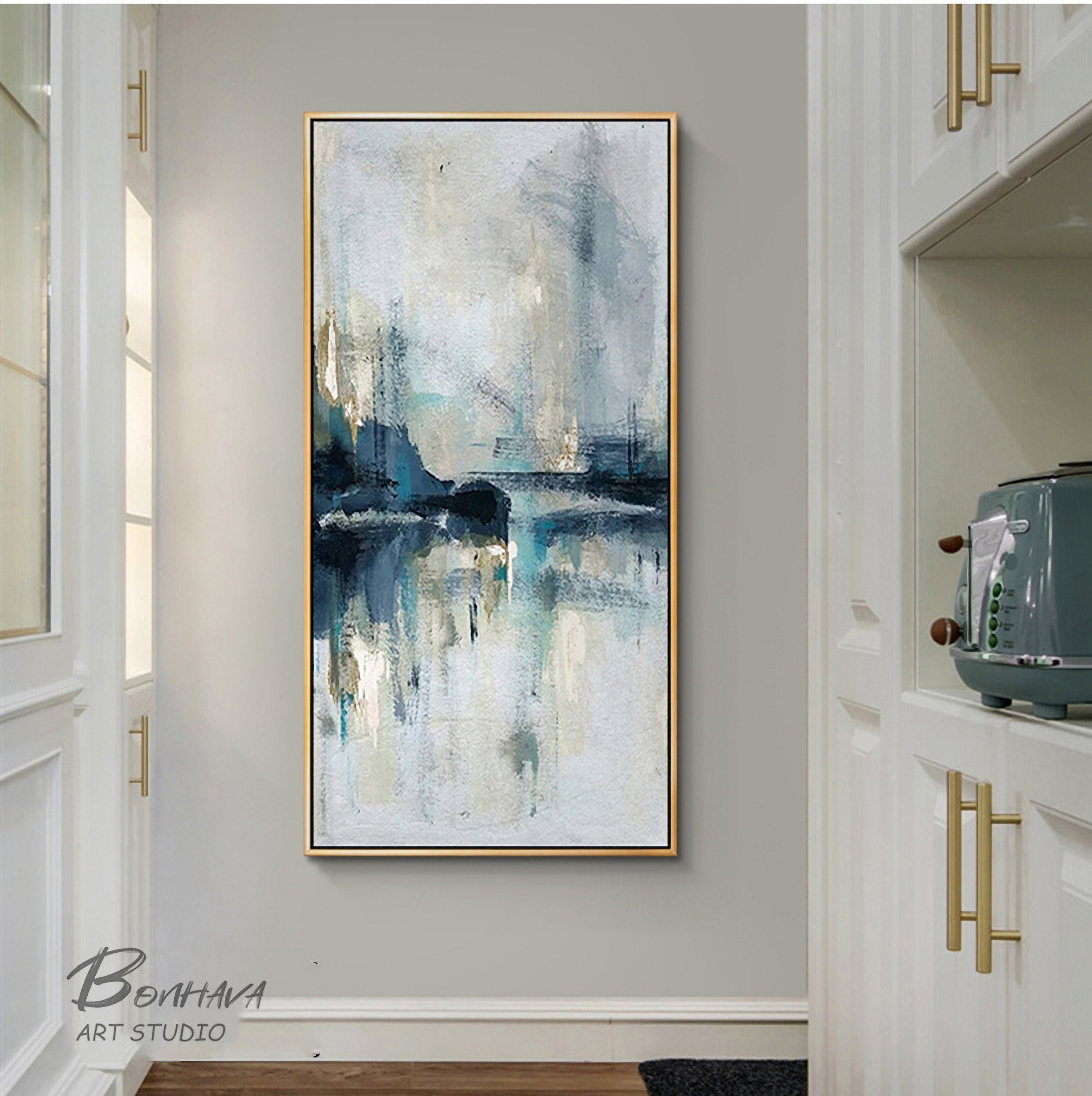 Original Abstract Art, Minimalist Abstract Painting, Light Blue Painting, Large Abstract Painting, Large Wall Canvas Painting