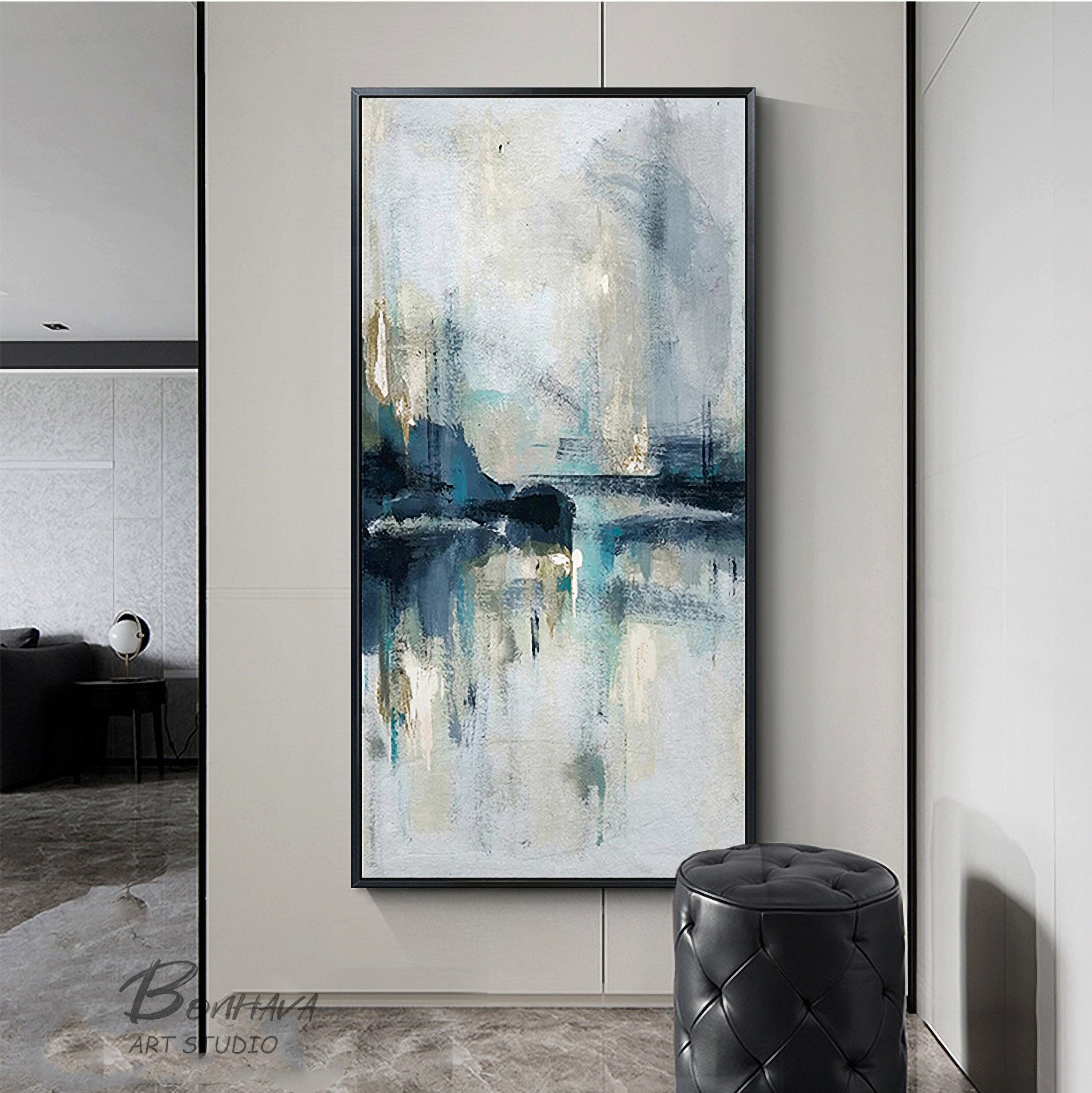 Original Abstract Art, Minimalist Abstract Painting, Light Blue Painting, Large Abstract Painting, Large Wall Canvas Painting