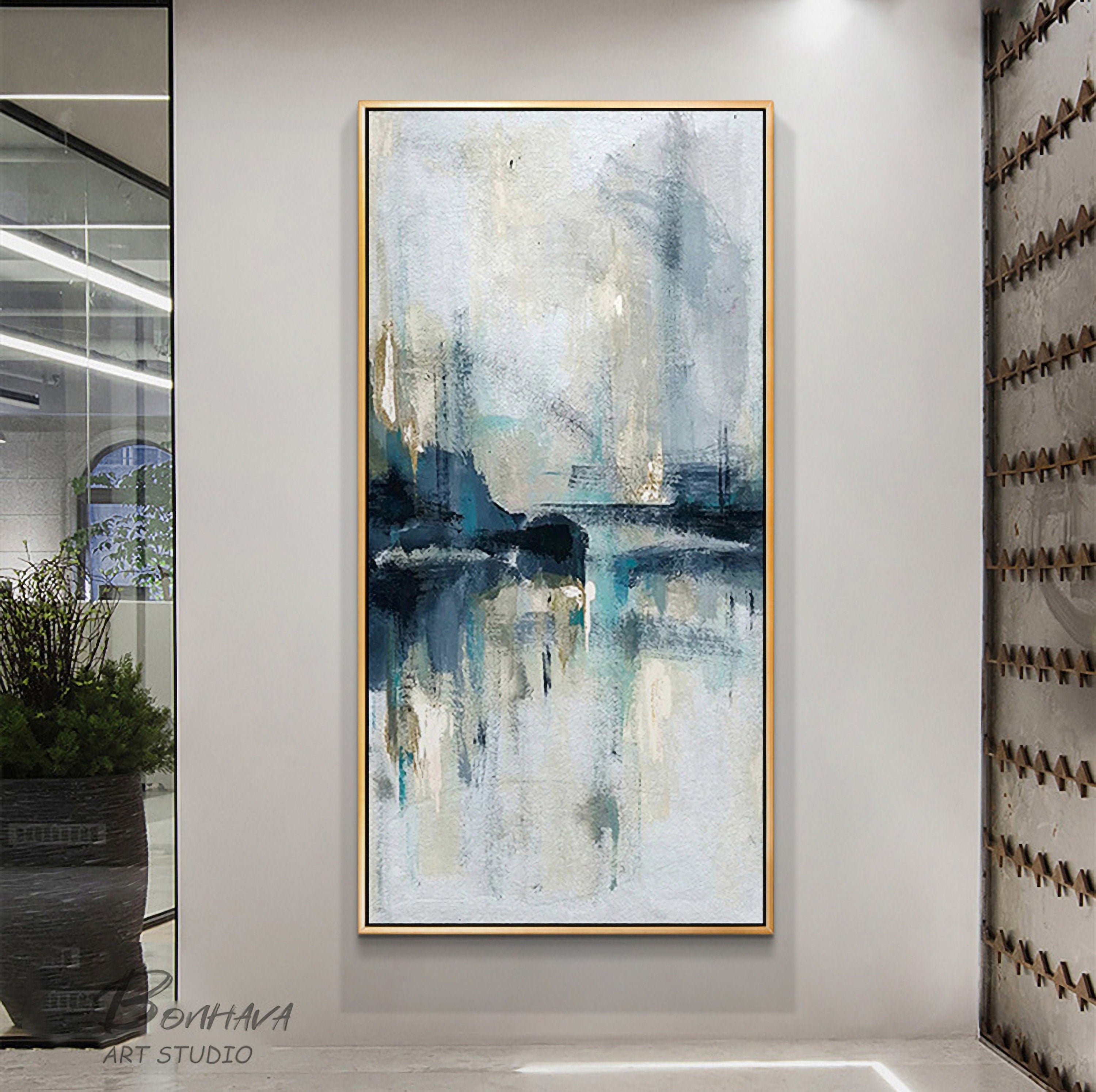 Original Abstract Art, Minimalist Abstract Painting, Light Blue Painting, Large Abstract Painting, Large Wall Canvas Painting