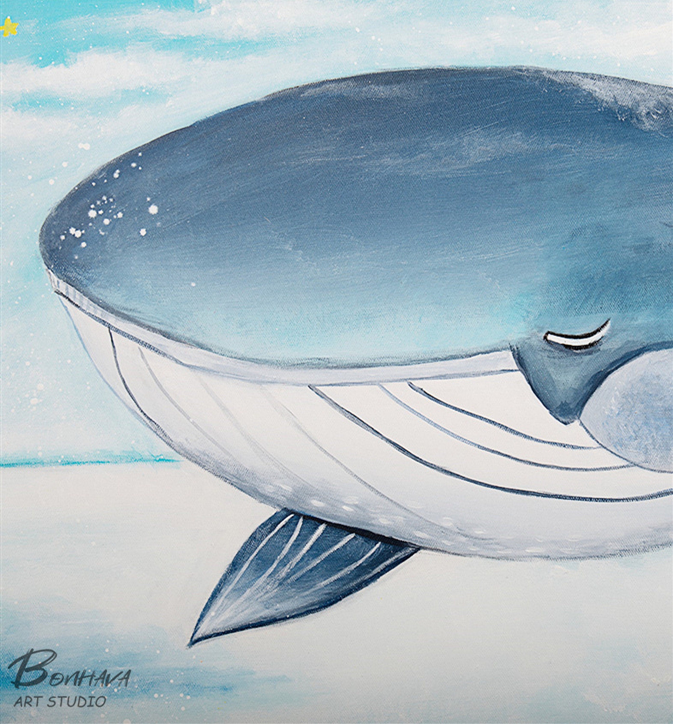 Whale Wall Art, Whale Abstract Painting, Original Animal Painting on Canvas, Animal Wall Decor