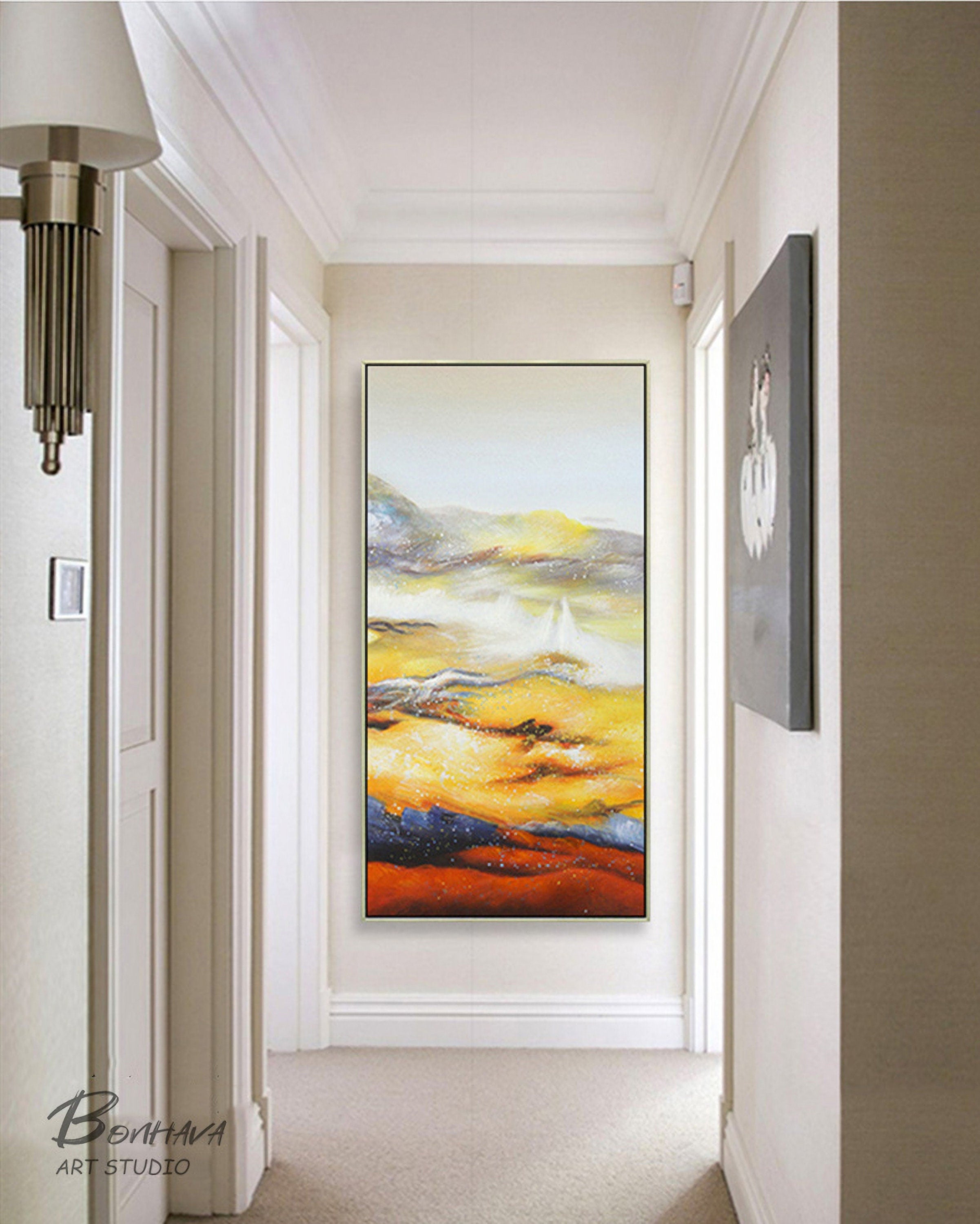 Original Yellow Abstract Painting, Large Yellow Painting, Yellow Wall Art, Modern Minimalist Art