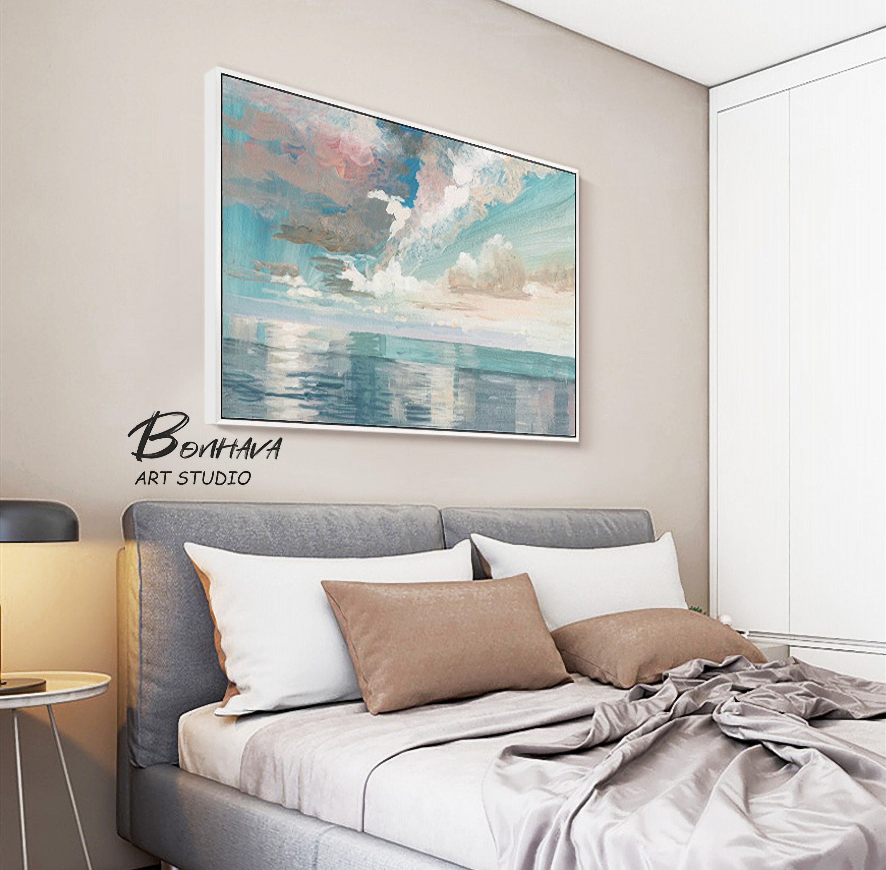 Ocean and Sky Abstract Oil Painting, Seascape Canvas Painting, Sea Canvas Wall art