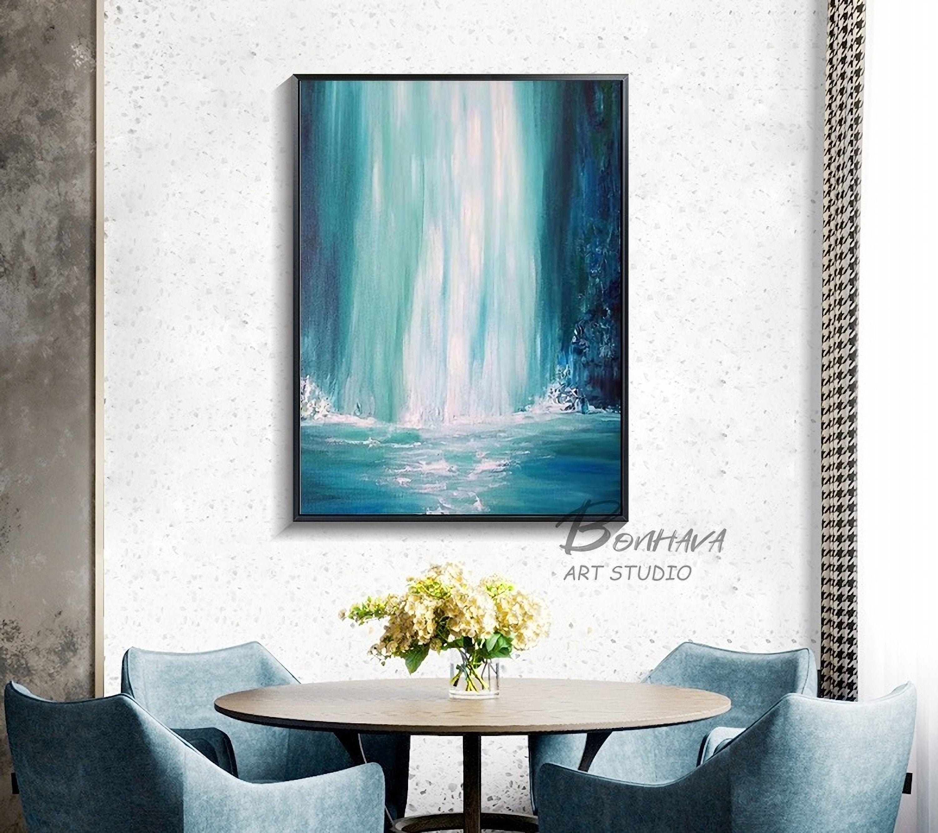 Wall Art Canvas Painting Waterfall Wave Wall Pictures for Living Room Home Decoration-50x70 cm