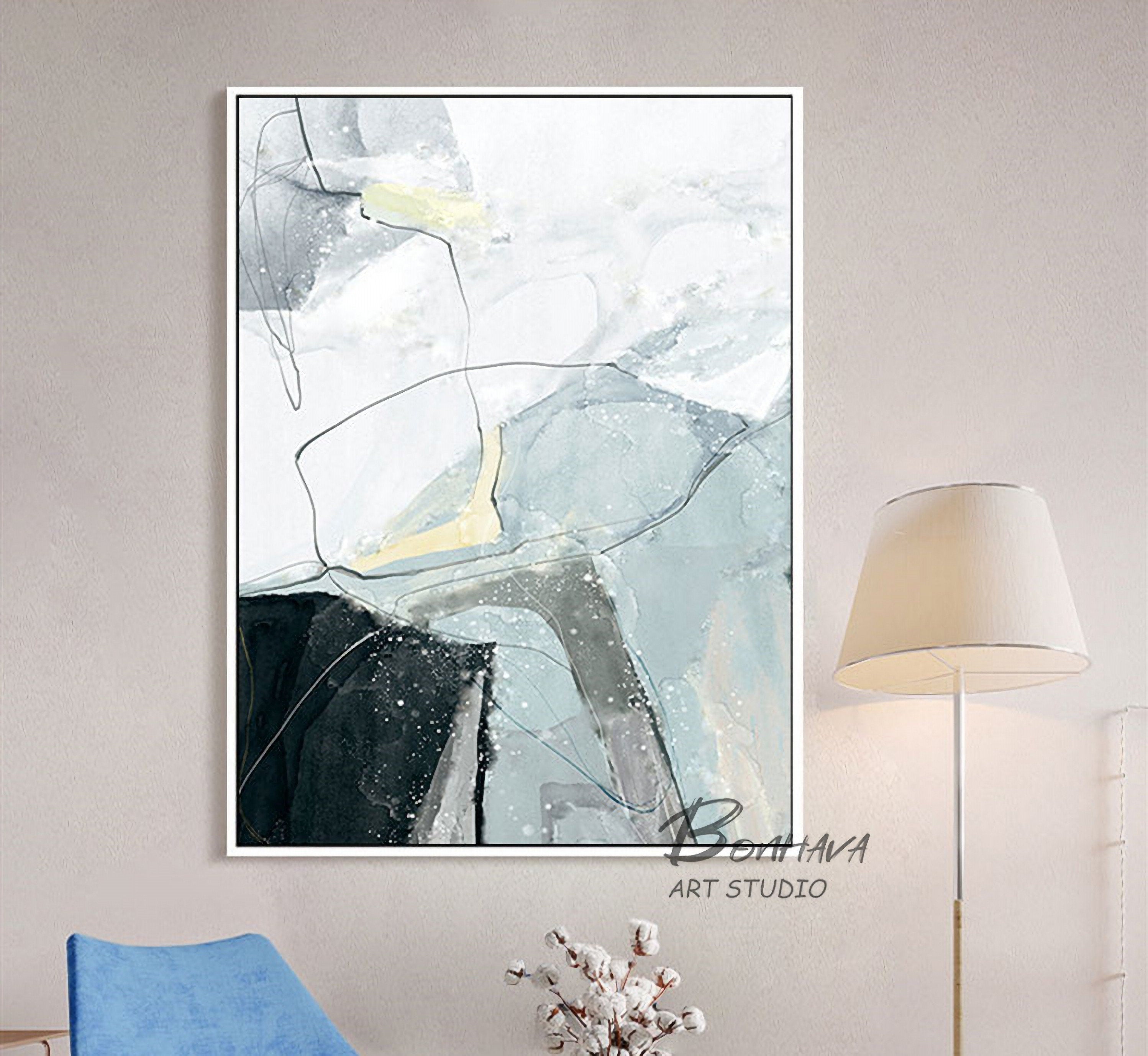 Original Abstract Painting, Minimalist Abstract Painting, Large Abstract Painting, Beige Painting Green Painting, Large Wall…