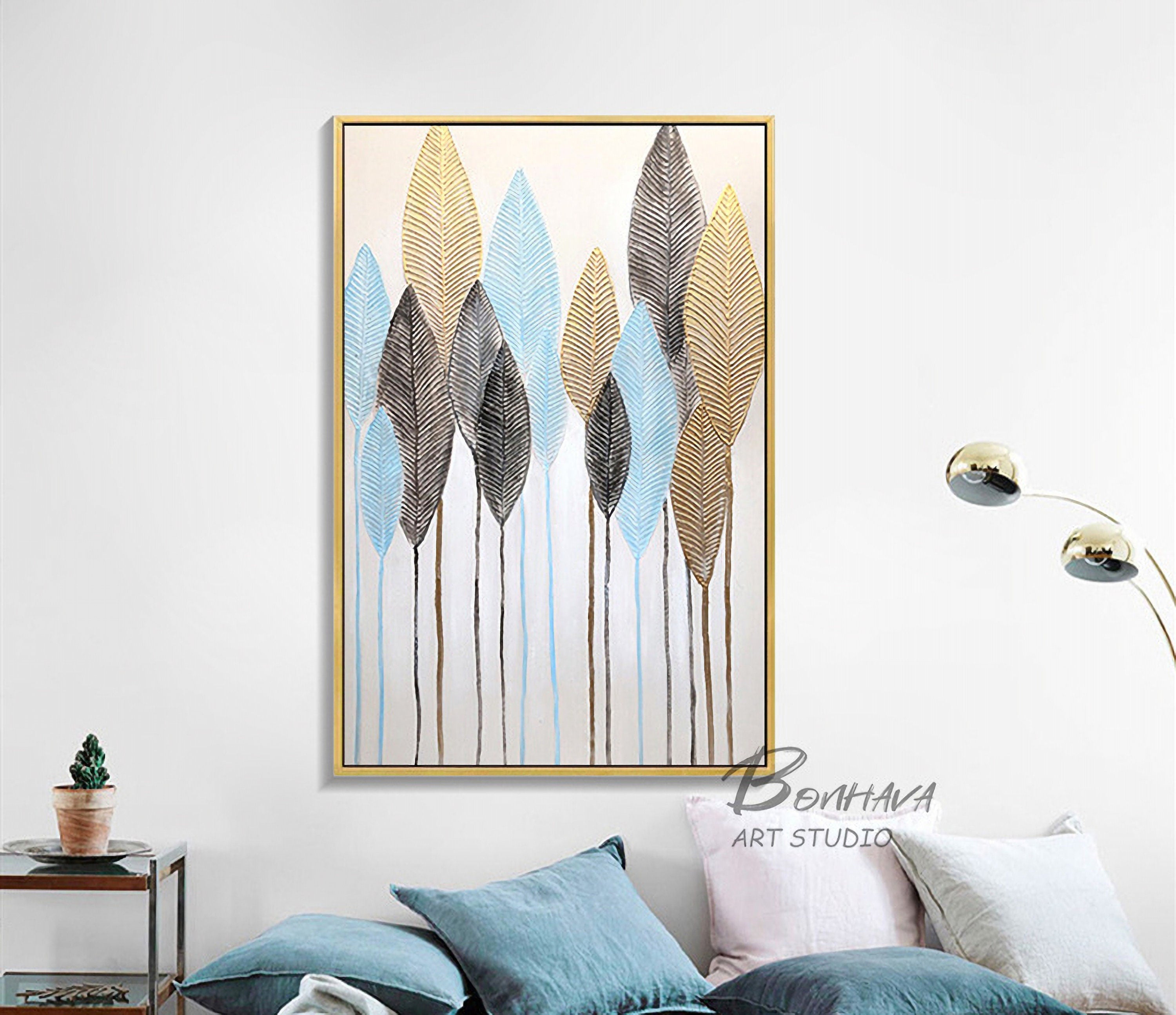 Modern Abstract Tree Leaves Wall Art Decor Canvas Painting Kitchen Pictures for Home Living Dining Room
