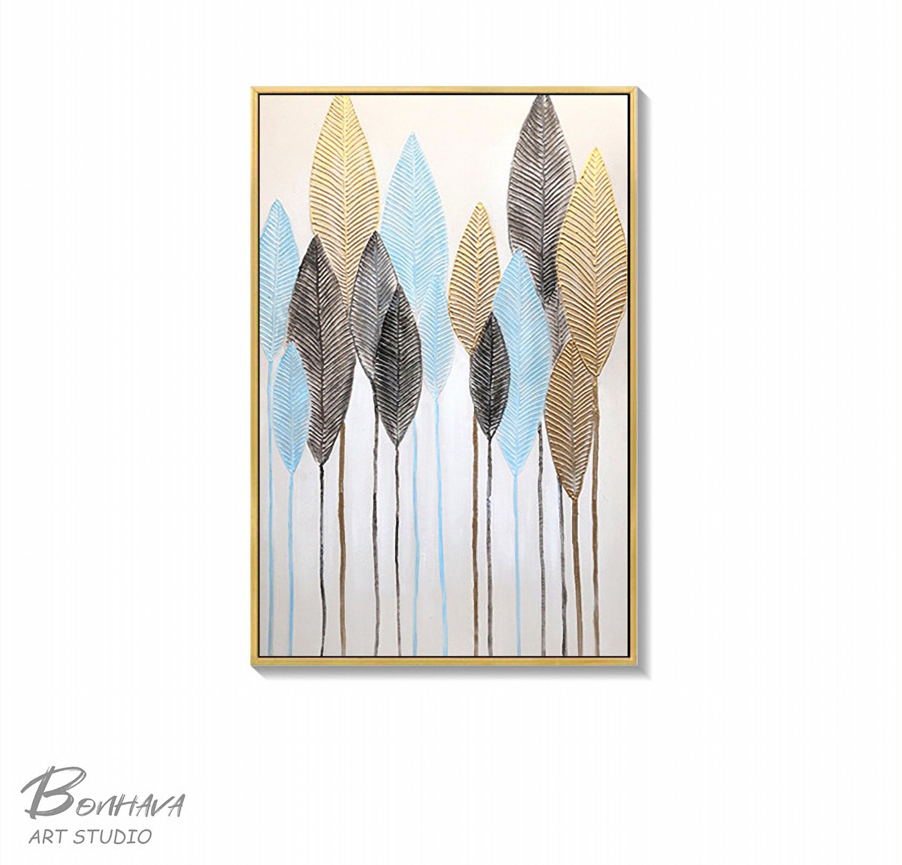 Modern Abstract Tree Leaves Wall Art Decor Canvas Painting Kitchen Pictures for Home Living Dining Room