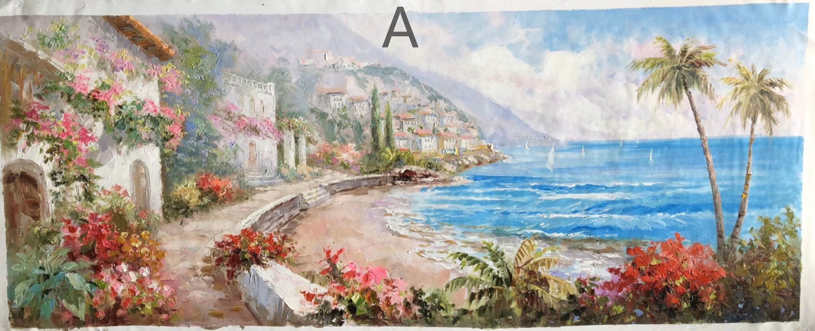 Pure hand painted oil painting modern simple Mediterranean living room large landscape bedroom dining room decorative…
