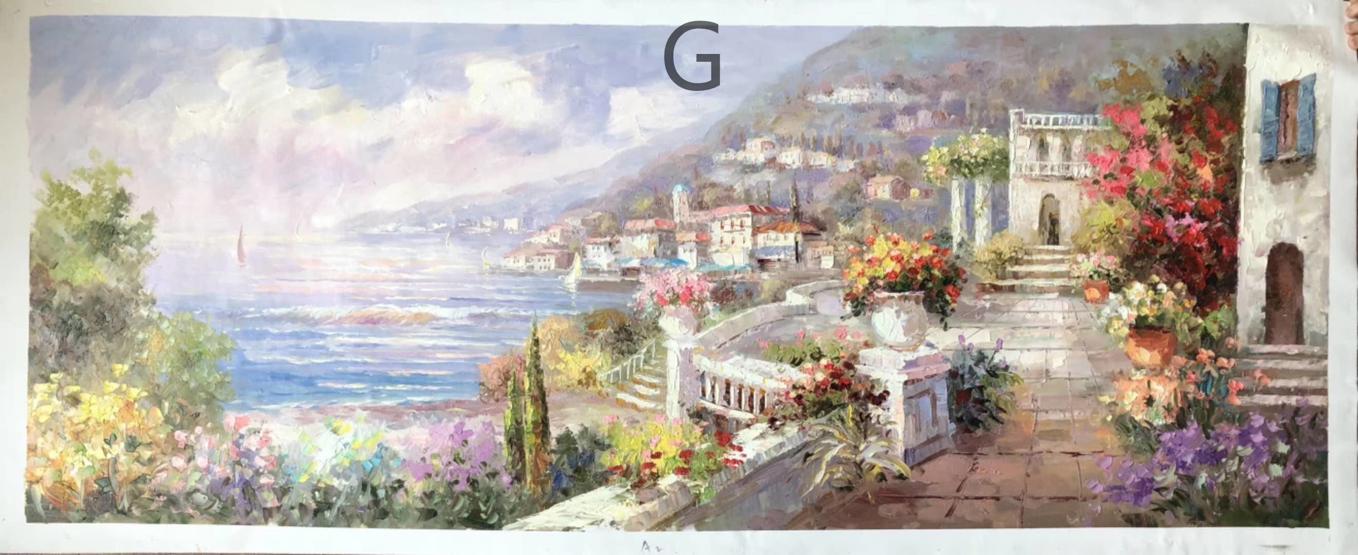 Pure hand painted oil painting modern simple Mediterranean living room large landscape bedroom dining room decorative…