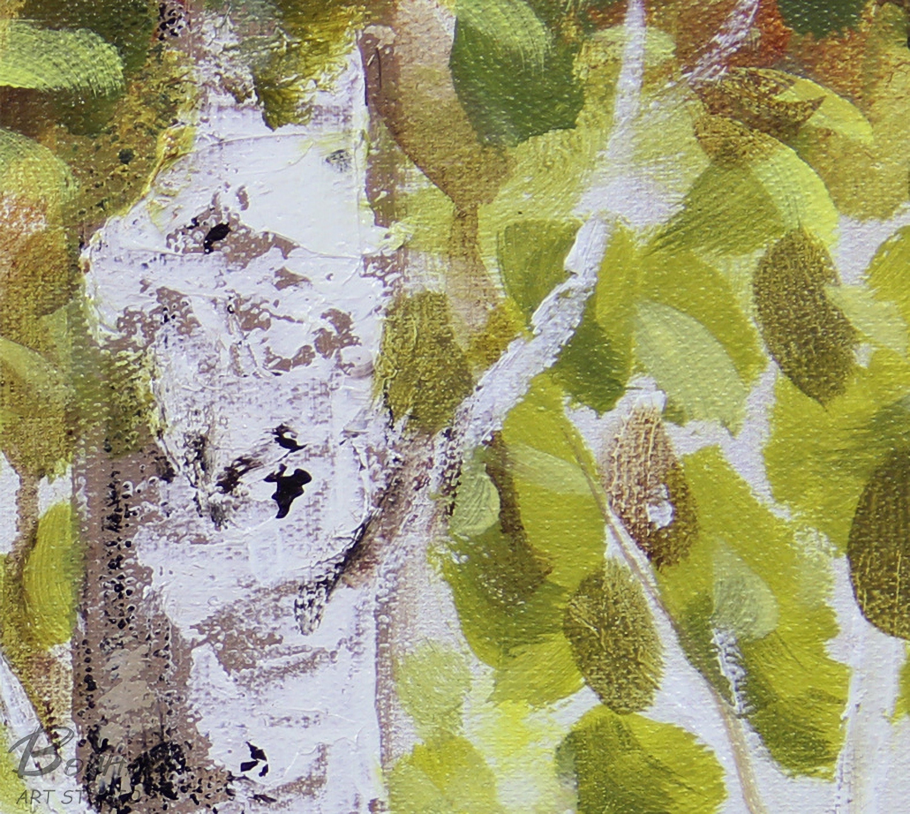 Forest Wall Art Painting, Birch Trees, Hand painted Artwork, Canvas Painting for Wall
