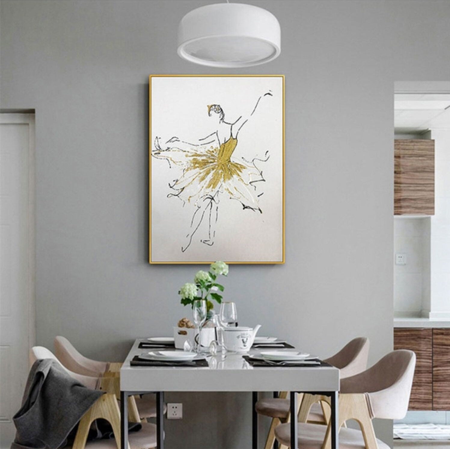 Ballet Dancer Painting, Ballet Line Art Painting, Ballerina Abstract Painting, Minimalist Canvas Wall Art, Gift for Ballerina