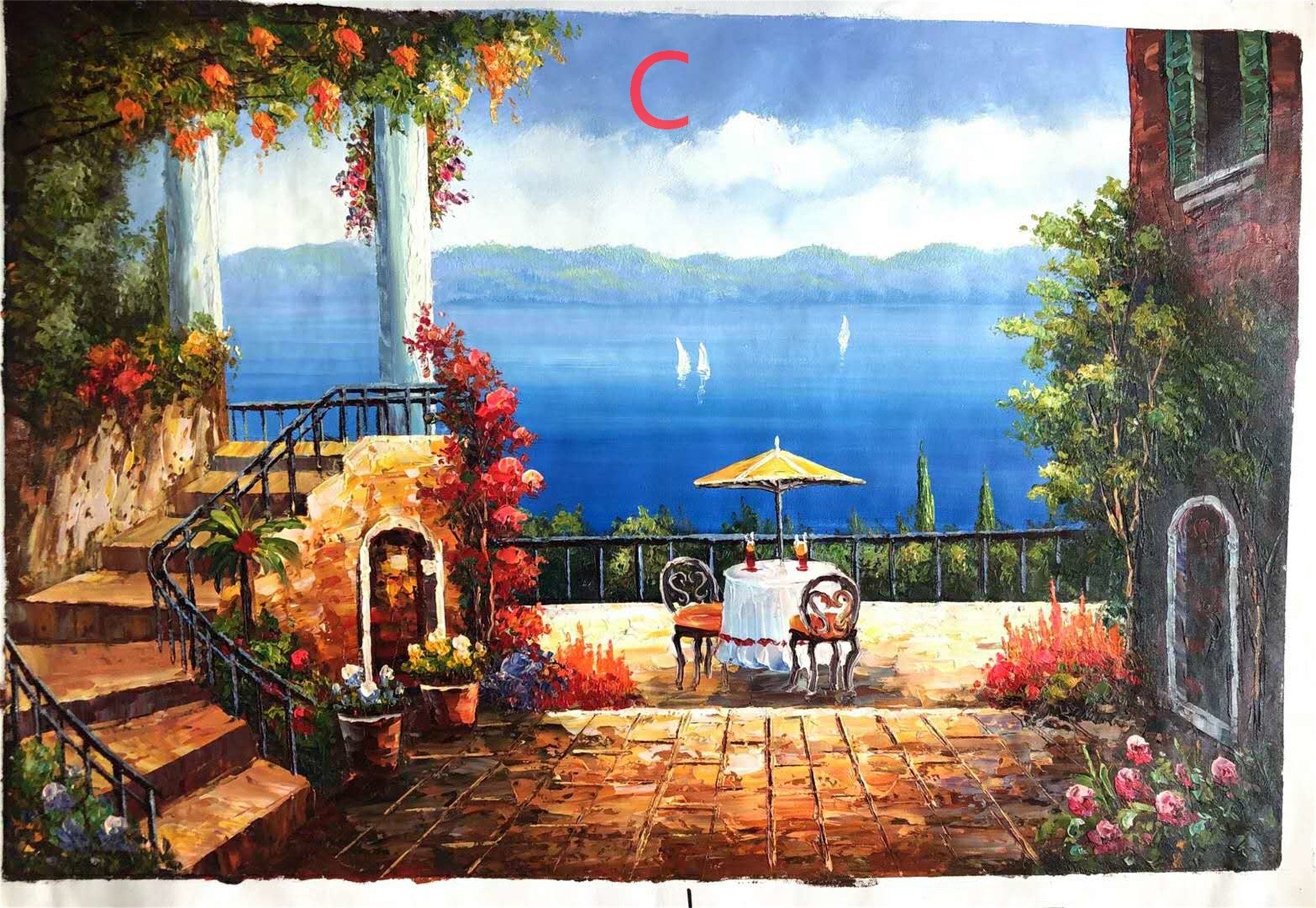 Pure hand painted oil painting modern simple Mediterranean living room large landscape bedroom dining room decorative…