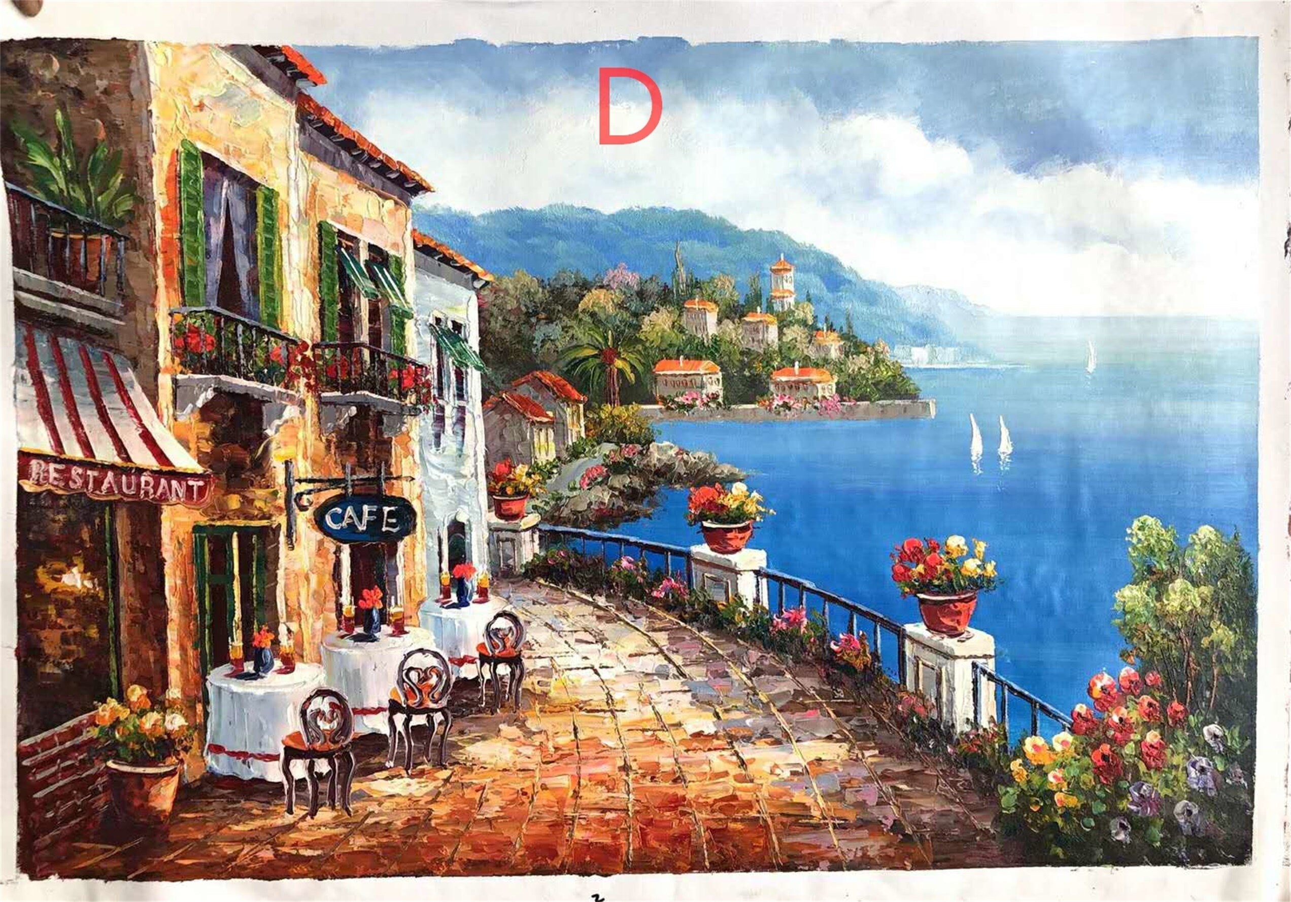 Pure hand painted oil painting modern simple Mediterranean living room large landscape bedroom dining room decorative…