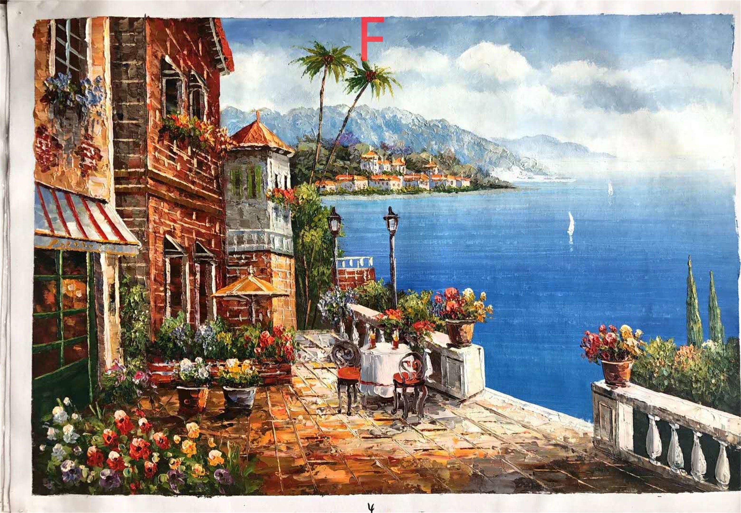 Pure hand painted oil painting modern simple Mediterranean living room large landscape bedroom dining room decorative…