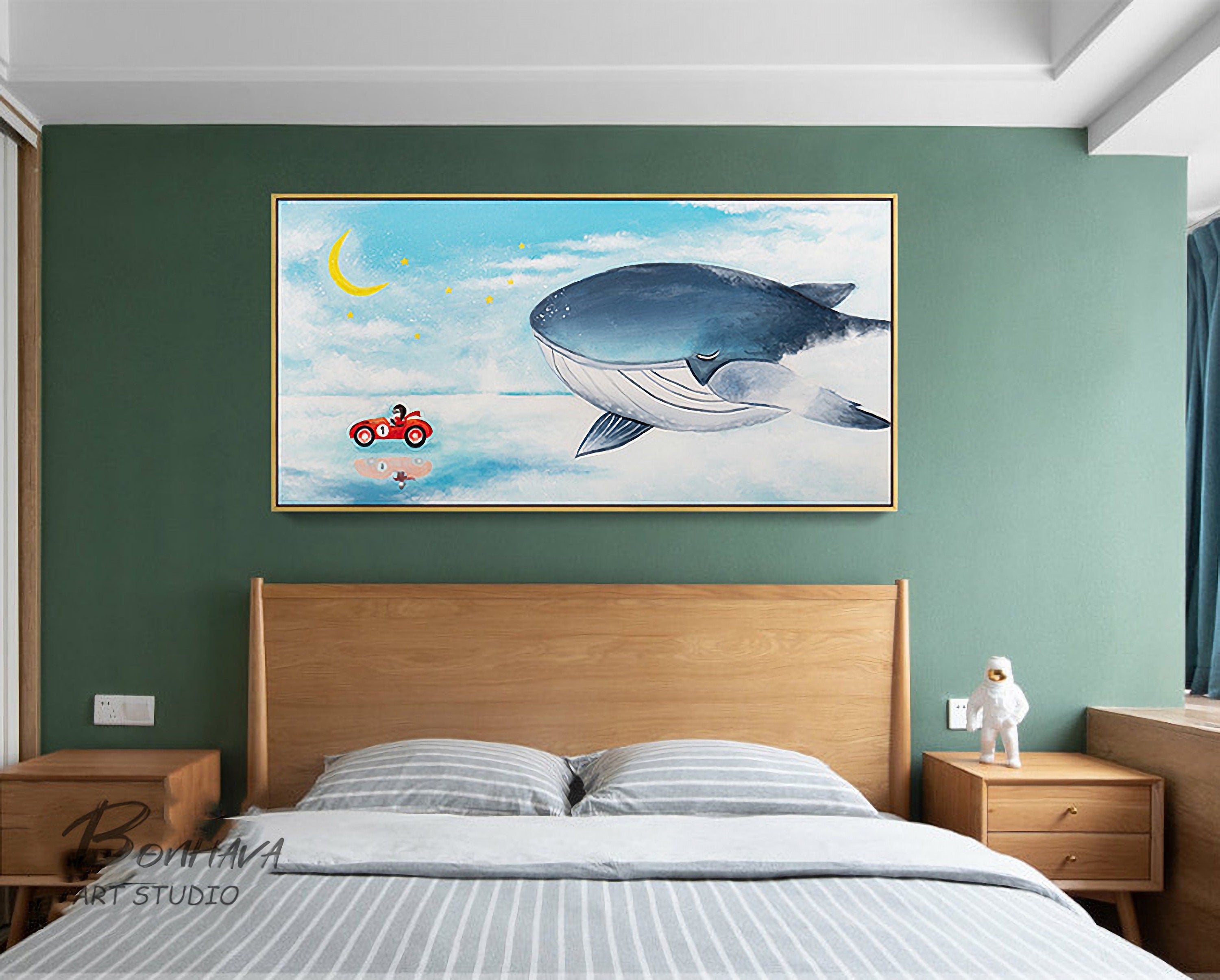 Whale Wall Art, Whale Abstract Painting, Original Animal Painting on Canvas, Animal Wall Decor