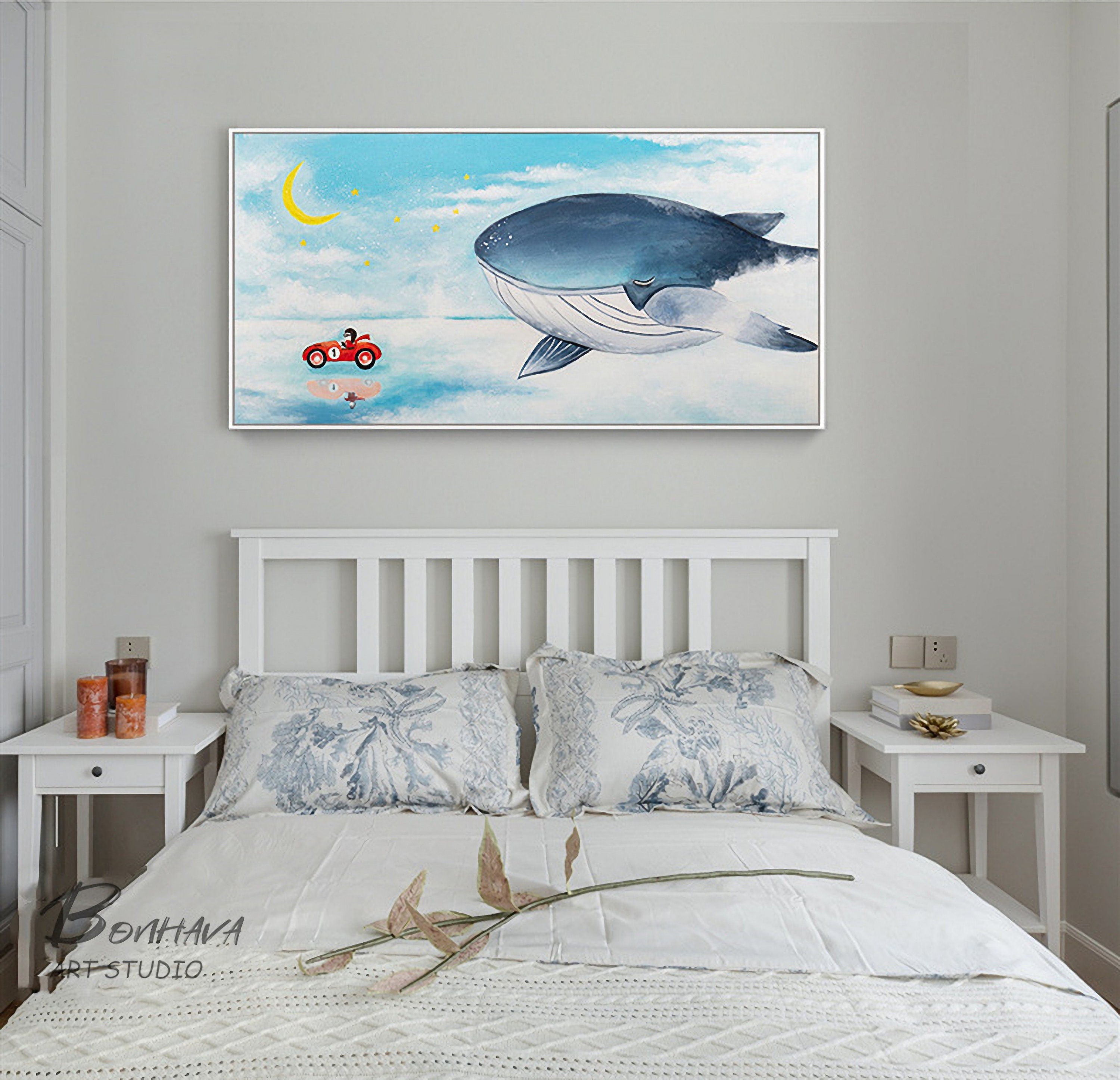 Whale Wall Art, Whale Abstract Painting, Original Animal Painting on Canvas, Animal Wall Decor