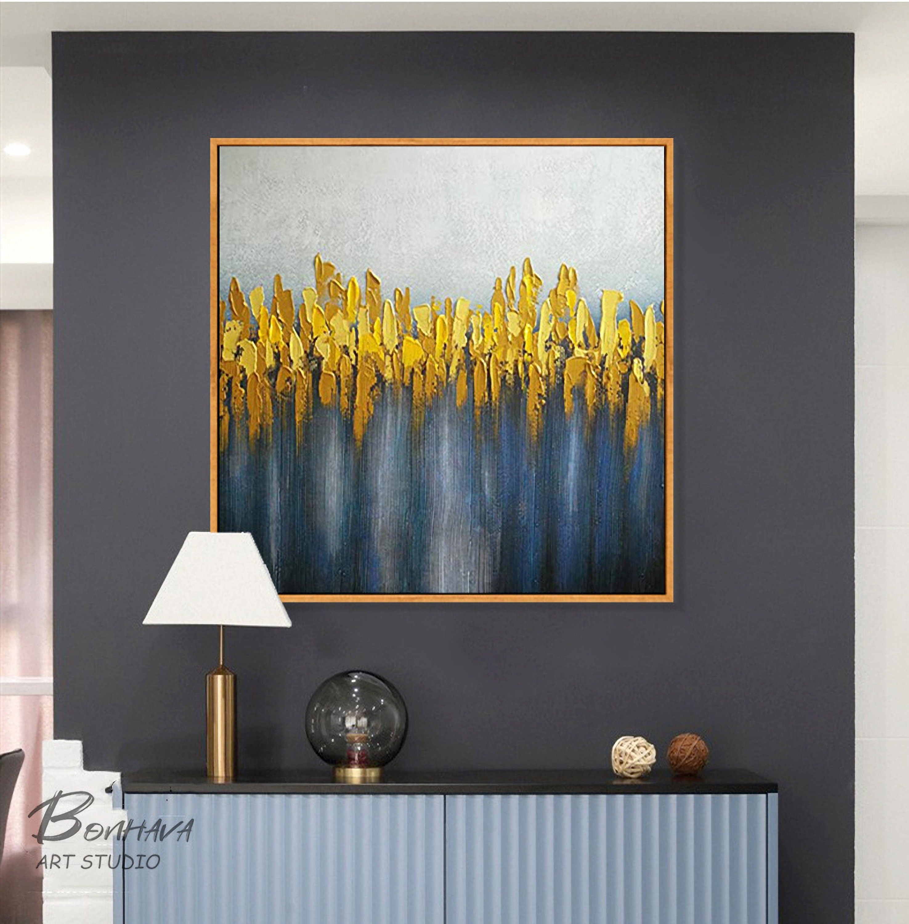Abstract Oil Painting, Gold Abstract Painting, Original Abstract Artwork, Acrylic Painting on Canvas, Contemporary Art