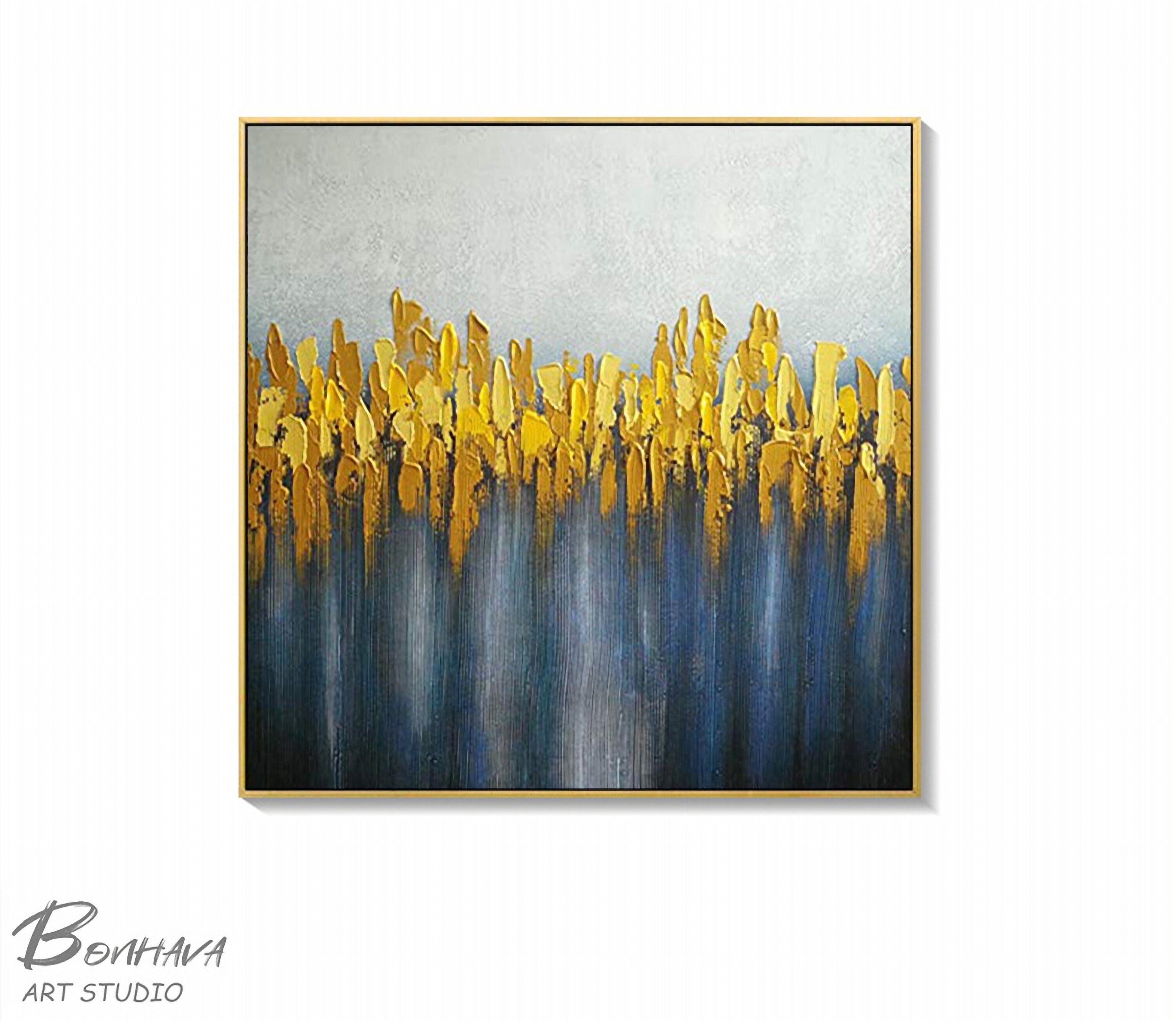 Abstract Oil Painting, Gold Abstract Painting, Original Abstract Artwork, Acrylic Painting on Canvas, Contemporary Art