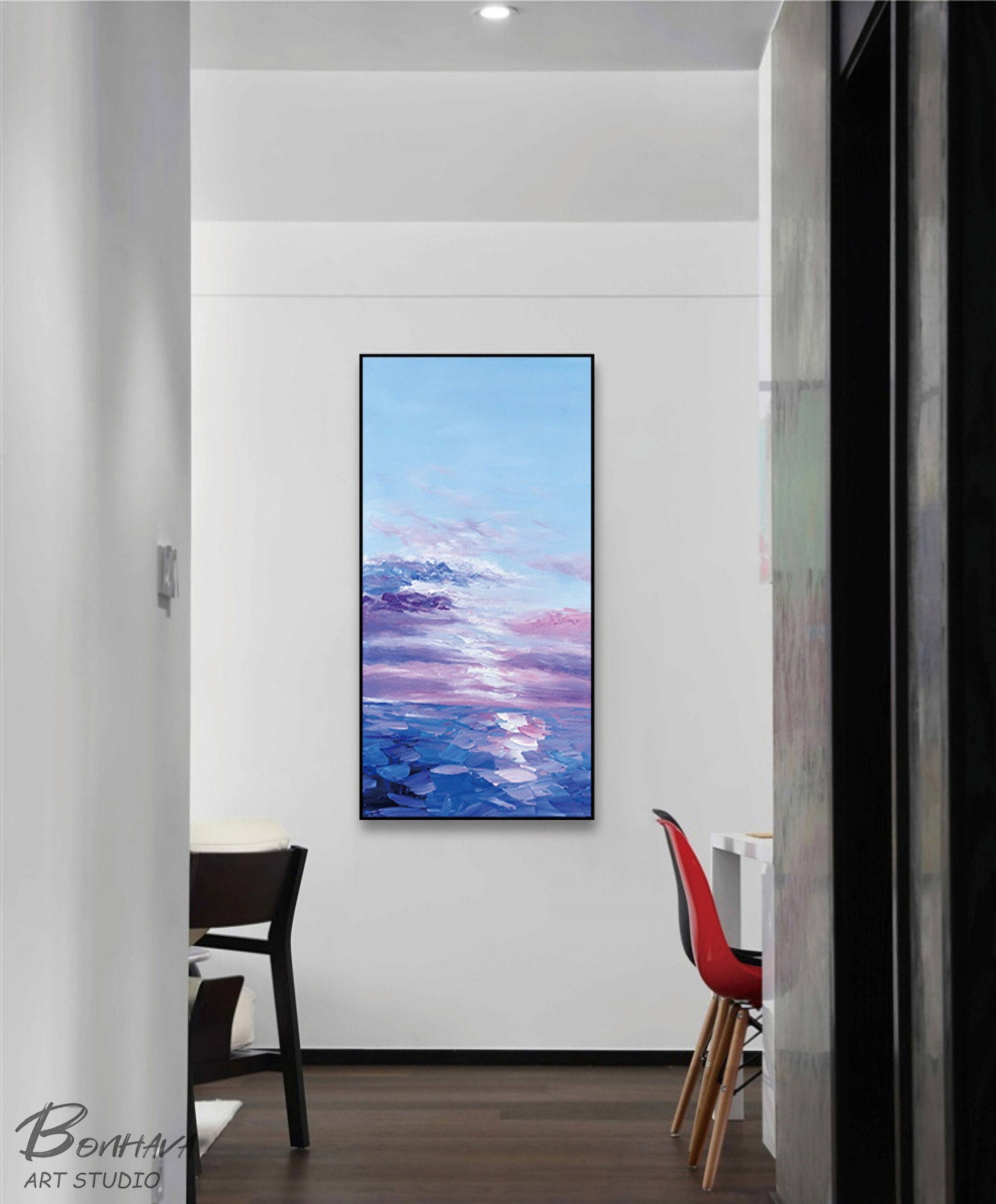 Abstract Sky Painting, Original Ocean Art, Abstract Ocean Painting, Painting on Canvas, Sea Painting, Large Wall Art, Living…