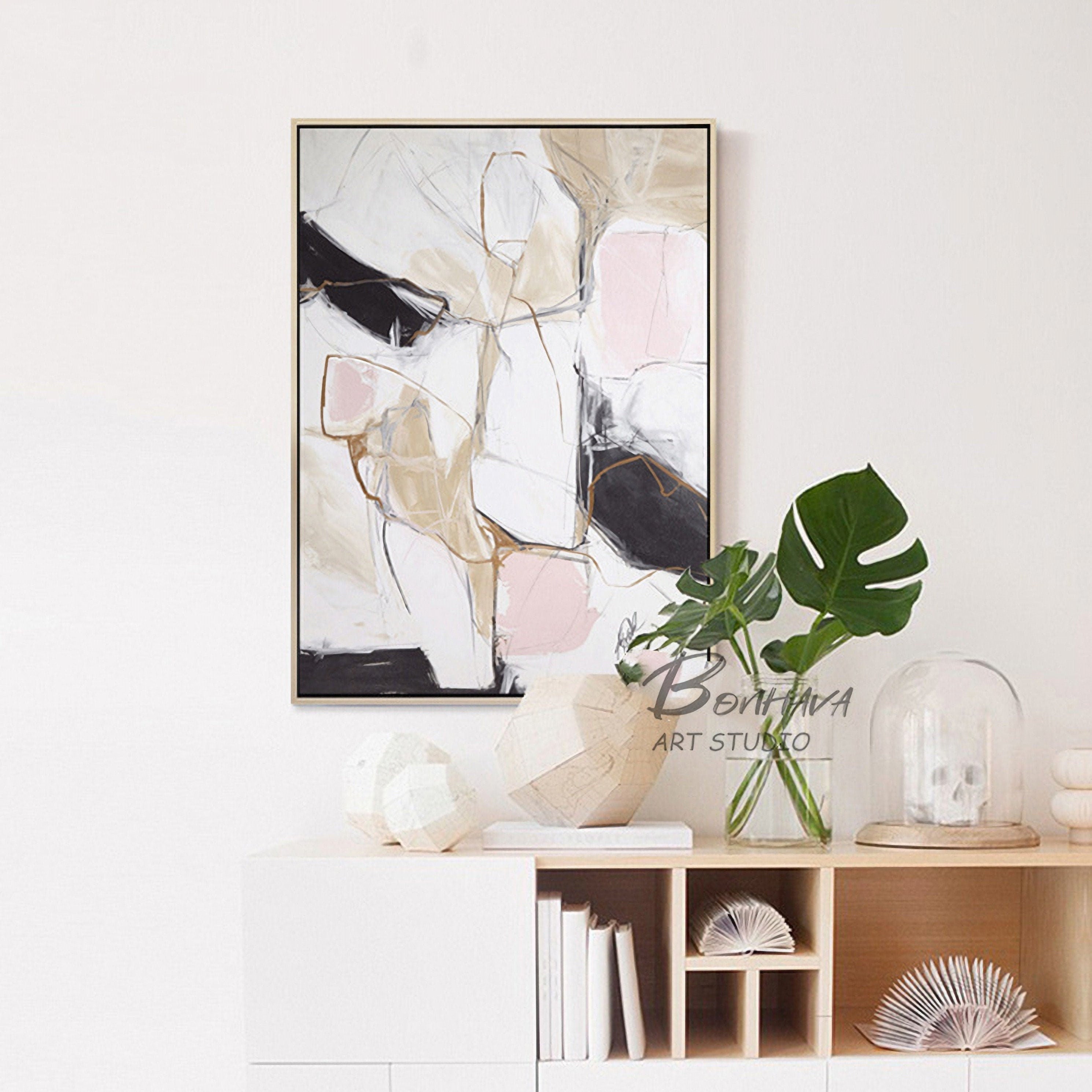 Abstract Acrylic Painting on Canvas, Hand-Painted Painting for Room, 20''×28''