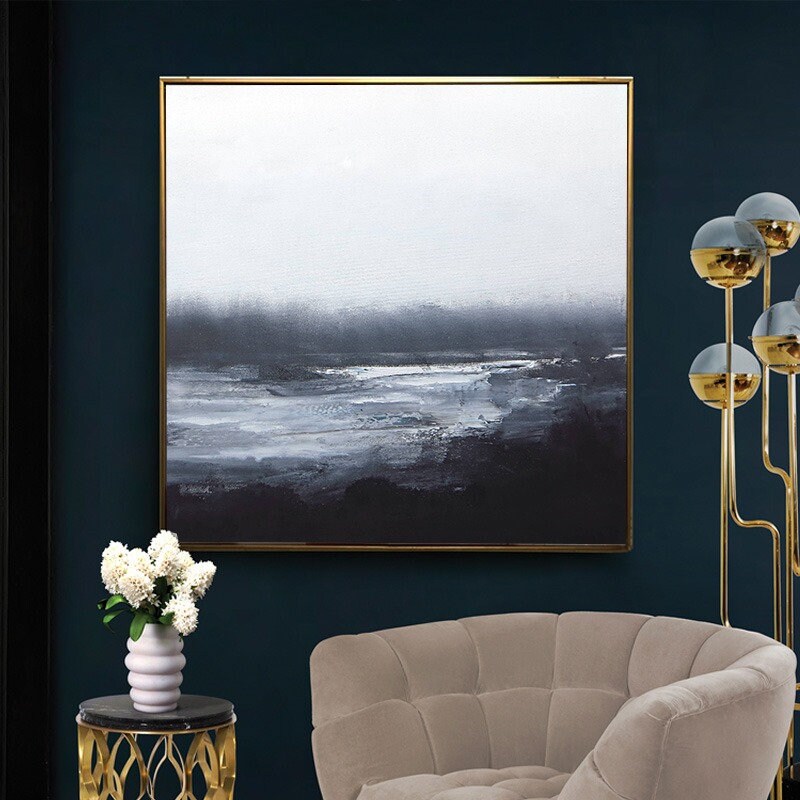 Black and White Abstract Painting, Original Acrylic Painting on Canvas, Abstract Wall Art for Bedroom, Original Oil Painting