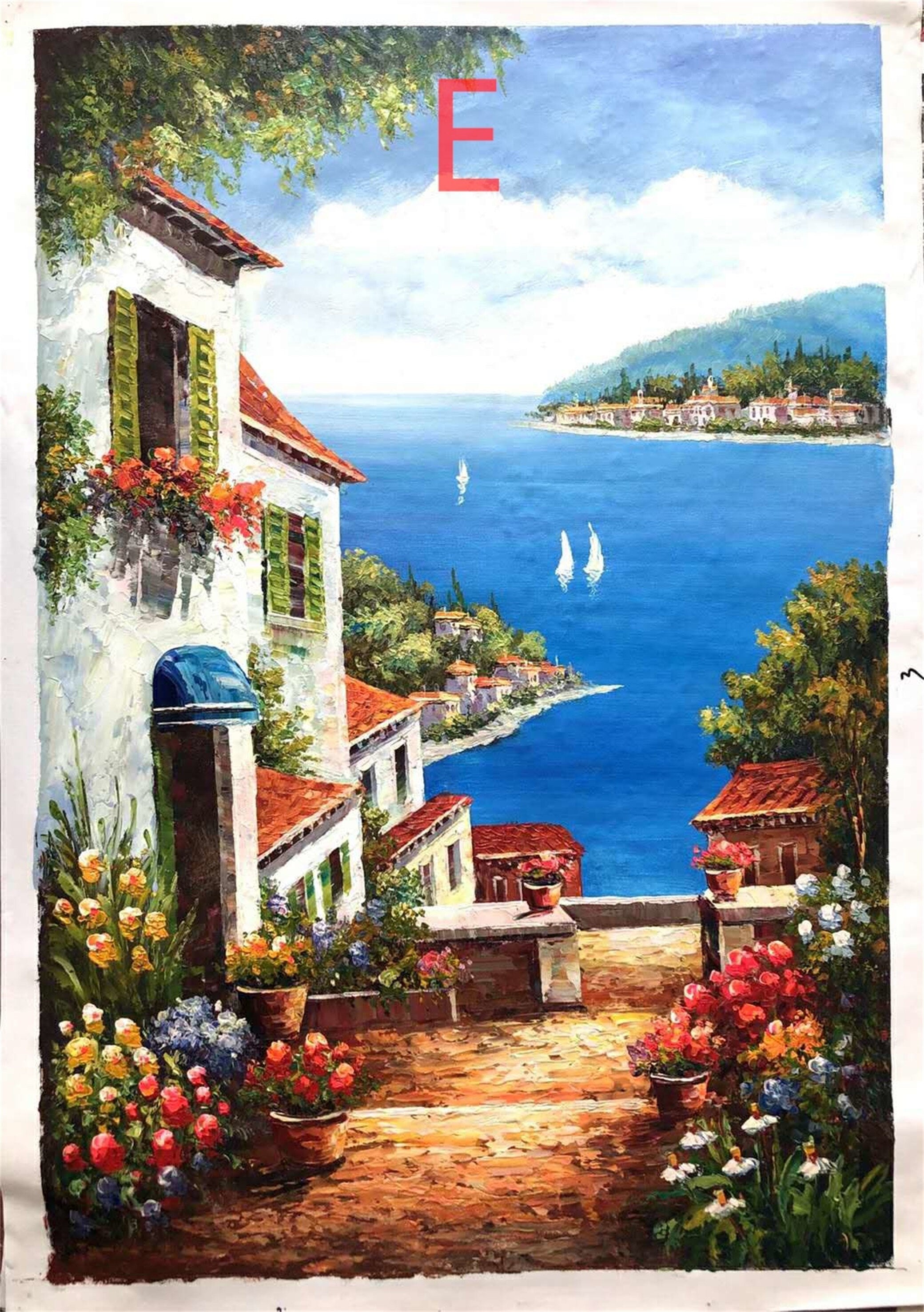 Pure hand painted oil painting modern simple Mediterranean living room large landscape bedroom dining room decorative…