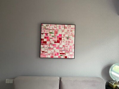 Pink Wall Art, Pink Abstract Painting on Canvas, Acrylic Canvas Art, Pink Extra Large Canvas Wall Art