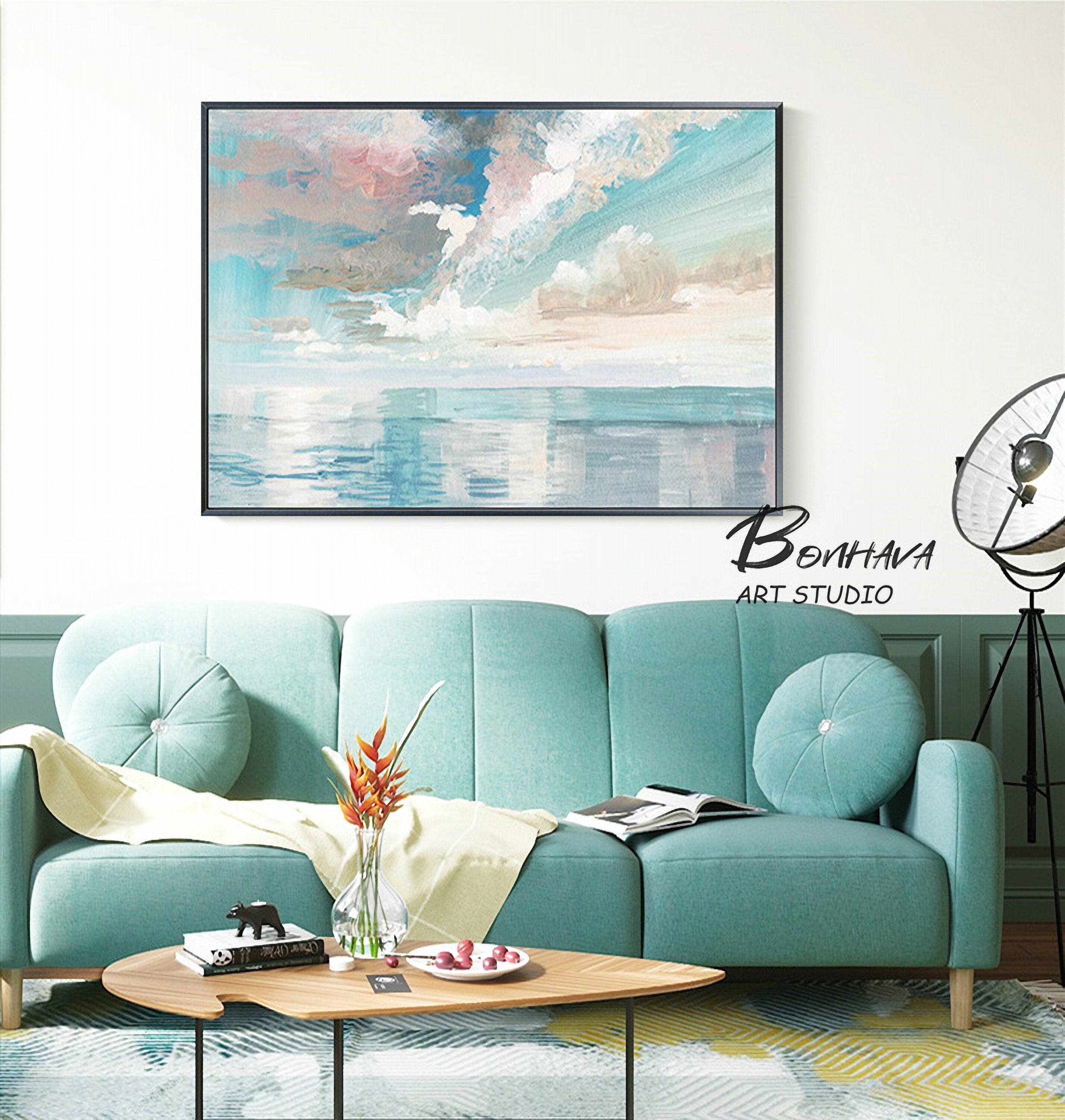 Ocean and Sky Abstract Oil Painting, Seascape Canvas Painting, Sea Canvas Wall art