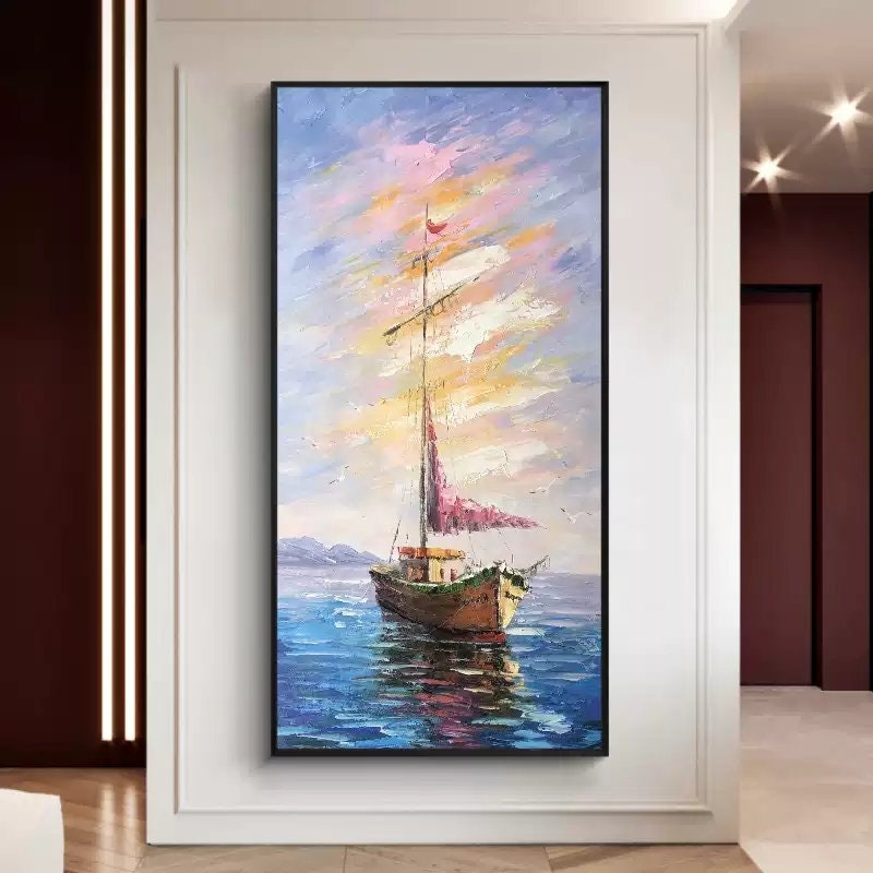 Sailboat seascape decorative painting corridor corridor painting landscape oil painting