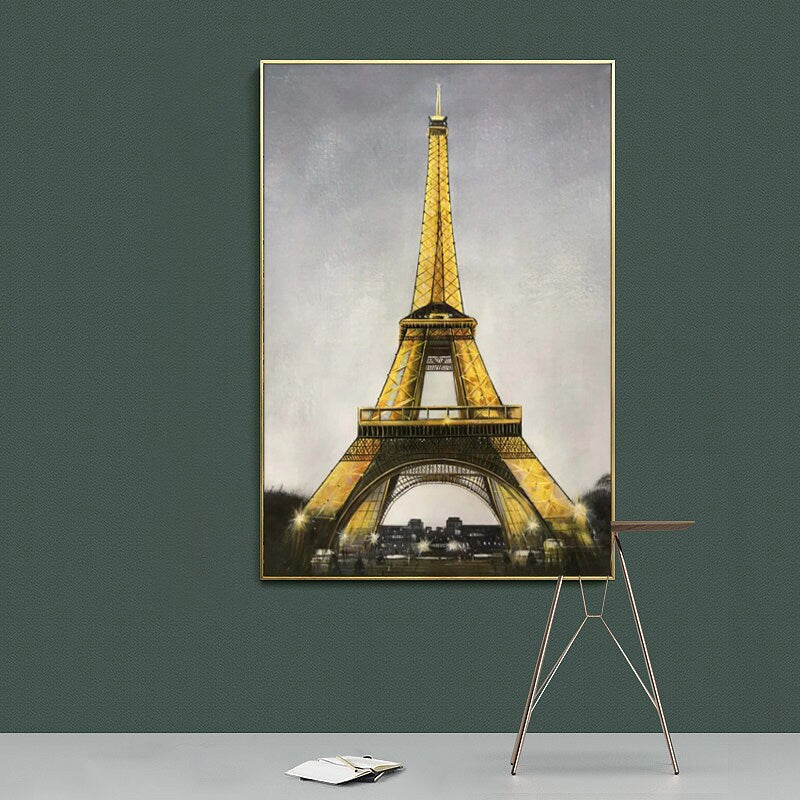 Eiffel Tower Abstract Painting, Paris Canvas Wall Art, Large Modern Oil Painting on Canvas