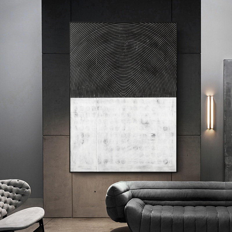 Original Black and White Minimalist Wall Art, Large Abstract Canvas Painting for Wall, Modern Abstract Canvas Wall Art
