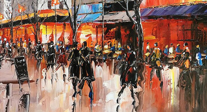 Large Original Paris Oil Painting on Canvas, Abstract Paris City Wall Art Canvas, Landscape Acrylic Canvas Painting