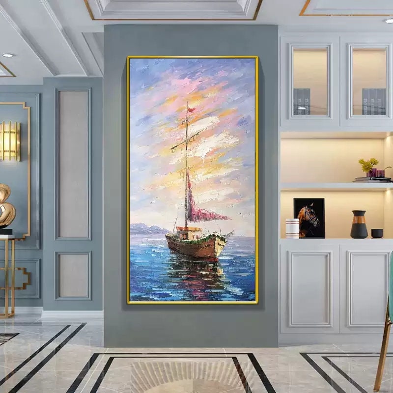 Sailboat seascape decorative painting corridor corridor painting landscape oil painting