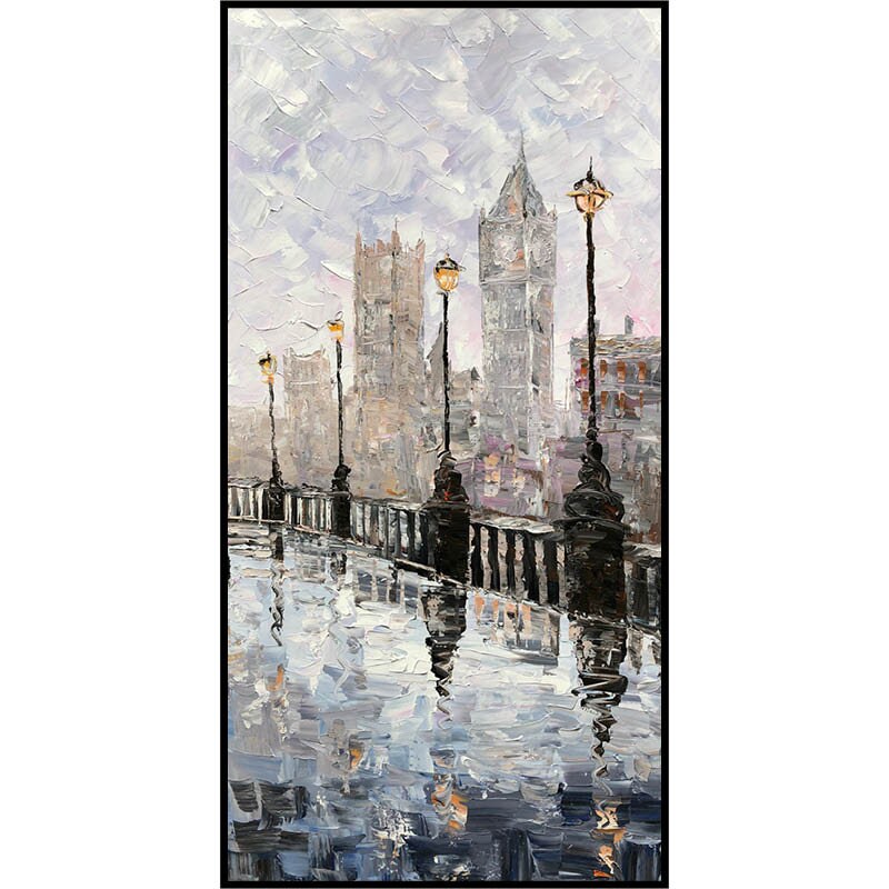 London Abstract Wall Art, Large Cityscape Canvas Wall Art, Original Landscape Acrylic Painting on Canvas