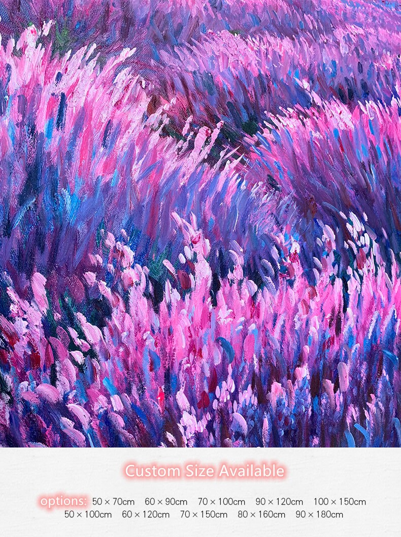 Lavender Canvas Wall Art, Original Purple Oil Painting on Canvas, Impressionist Painting, Landscape Wall Art