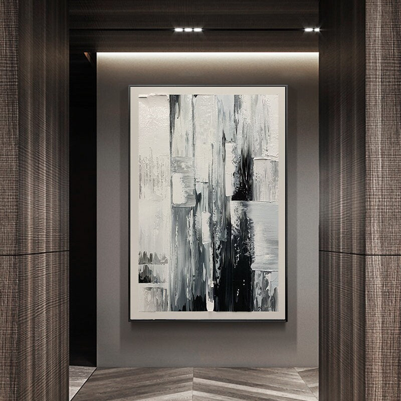 Abstract Canvas Wall Art, Modern Abstract Painting on Canvas, Extra Large Grey Canvas Painting, Oversized Minimalist Textured…