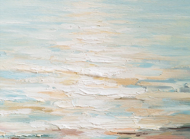Original Seascape Ocean Wall Art, Extra Large Sunrise Canvas Painting, Modern Abstract Acrylic Painting on Canvas