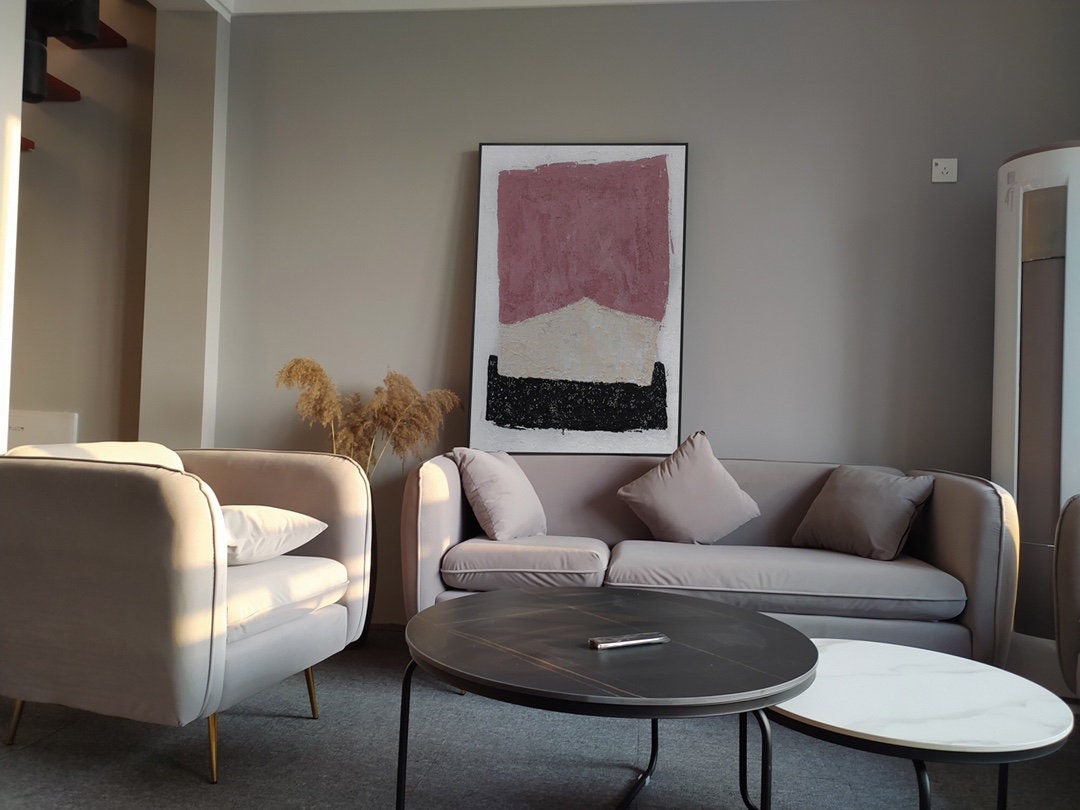 Large Lilac and Black Canvas Wall Art, Original Abstract Painting on Canvas, Modern Minimalist Canvas Painting, Oversized…